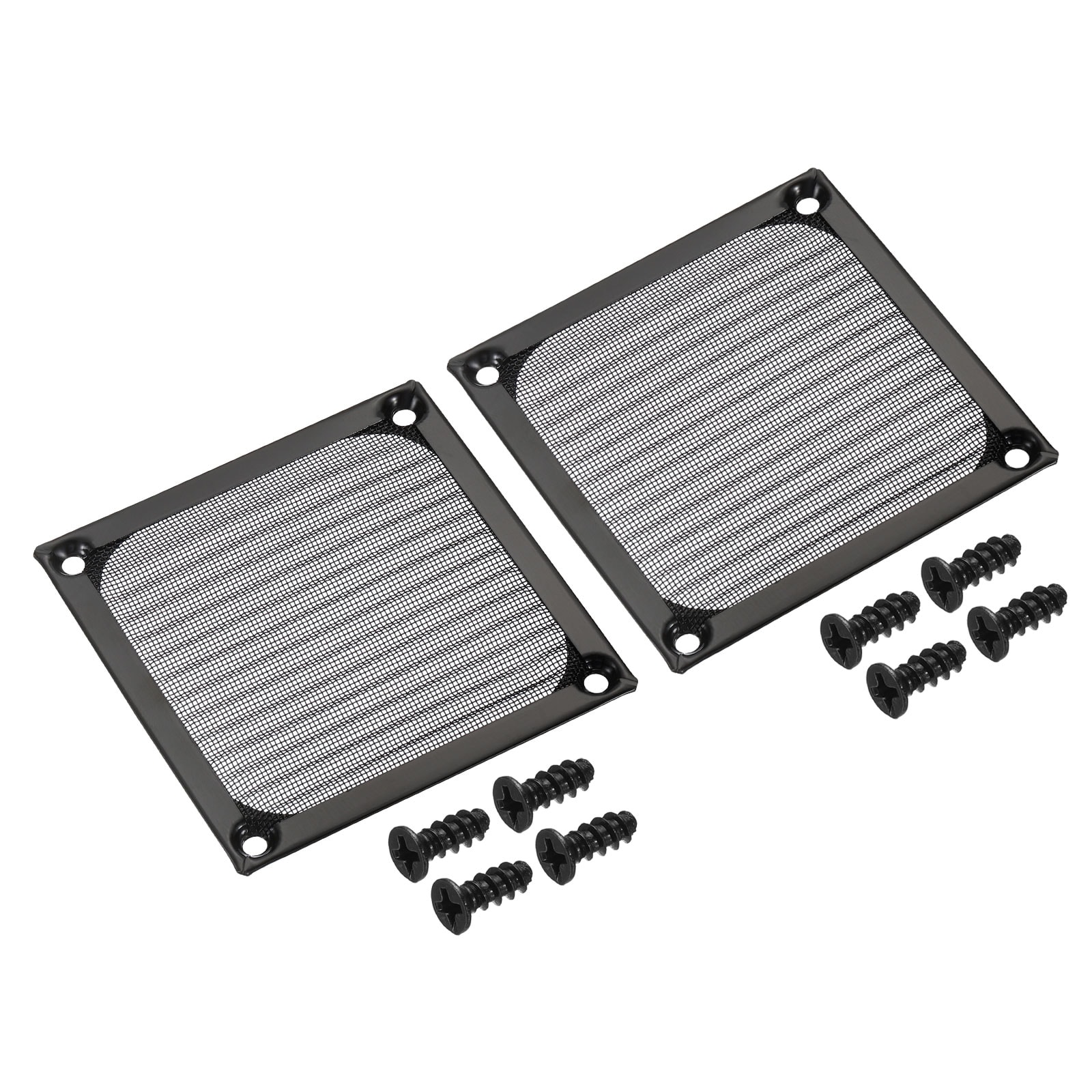PATIKIL 80mm Fan Filter Grills with Screws 2pcs Aluminum Frame Stainless Steel Mesh Dustproof Cover for Computer Case Black