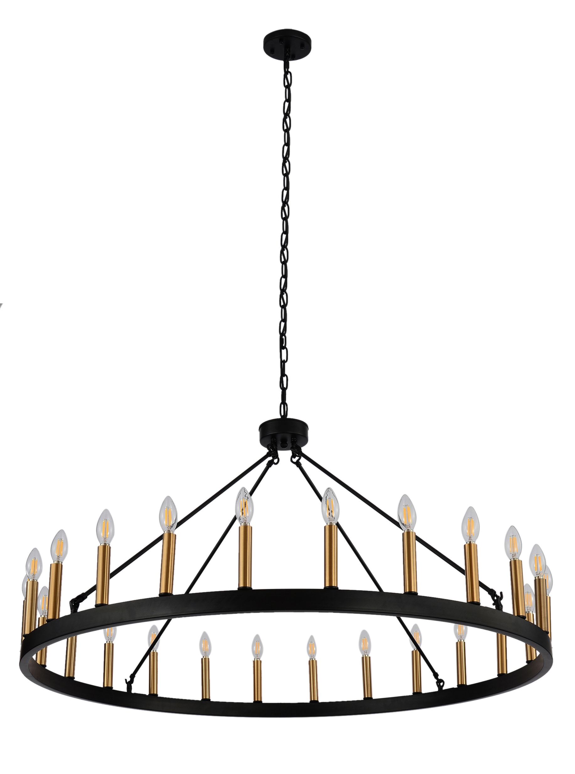 Aiwen Wagon wheel 24-Light Black Industrial LED Dry Rated Chandelier in the  Chandeliers department at