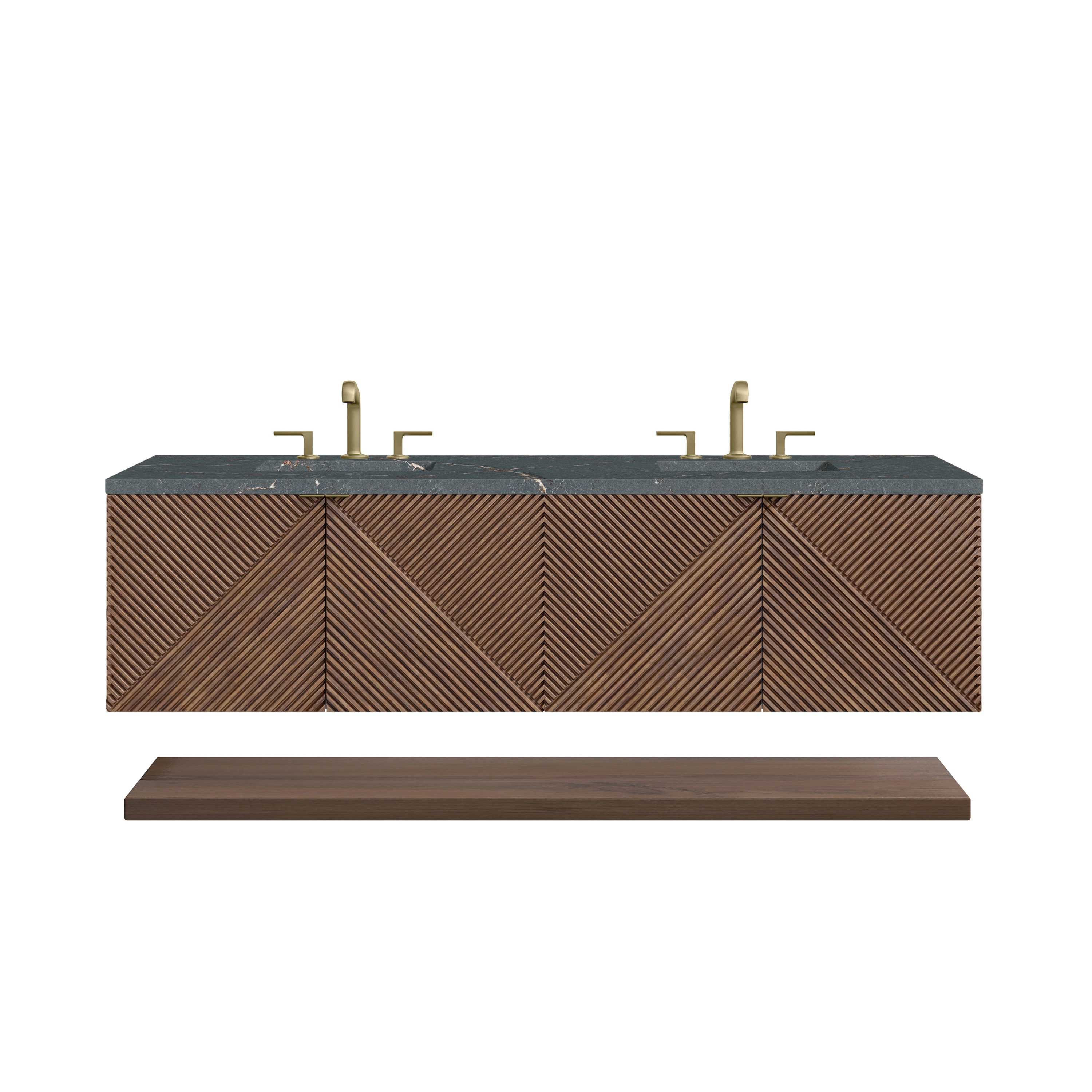 James Martin Vanities D200-V72-CSN-3PBL Marcello 72-in Chestnut Undermount Double Sink Floating Bathroom Vanity with Parisien Bleu Quartz Top