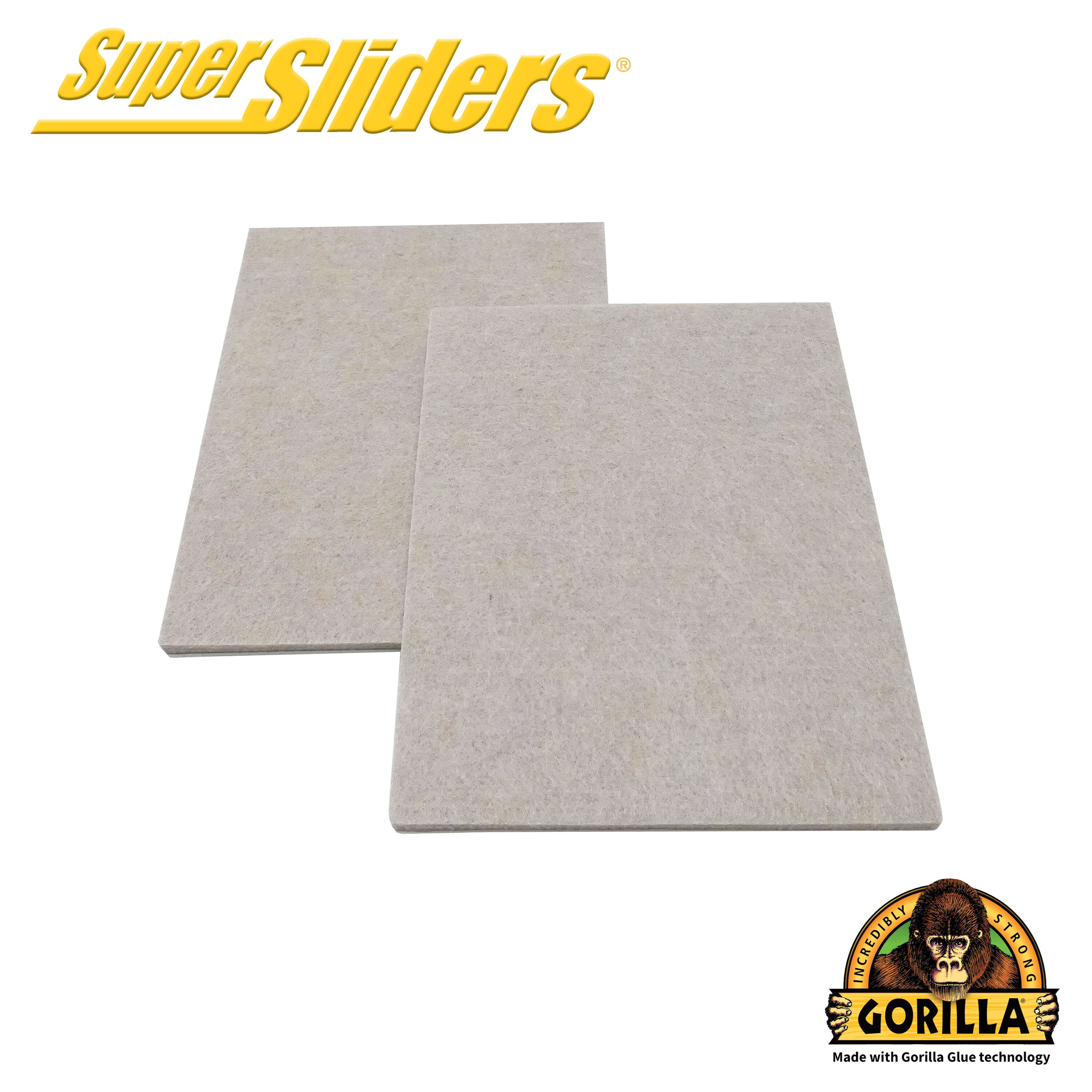 Super Sliders 4720024BG 2 -Pack 4-1/2-in x 6-in Beige Rectangular Felt furniture pads