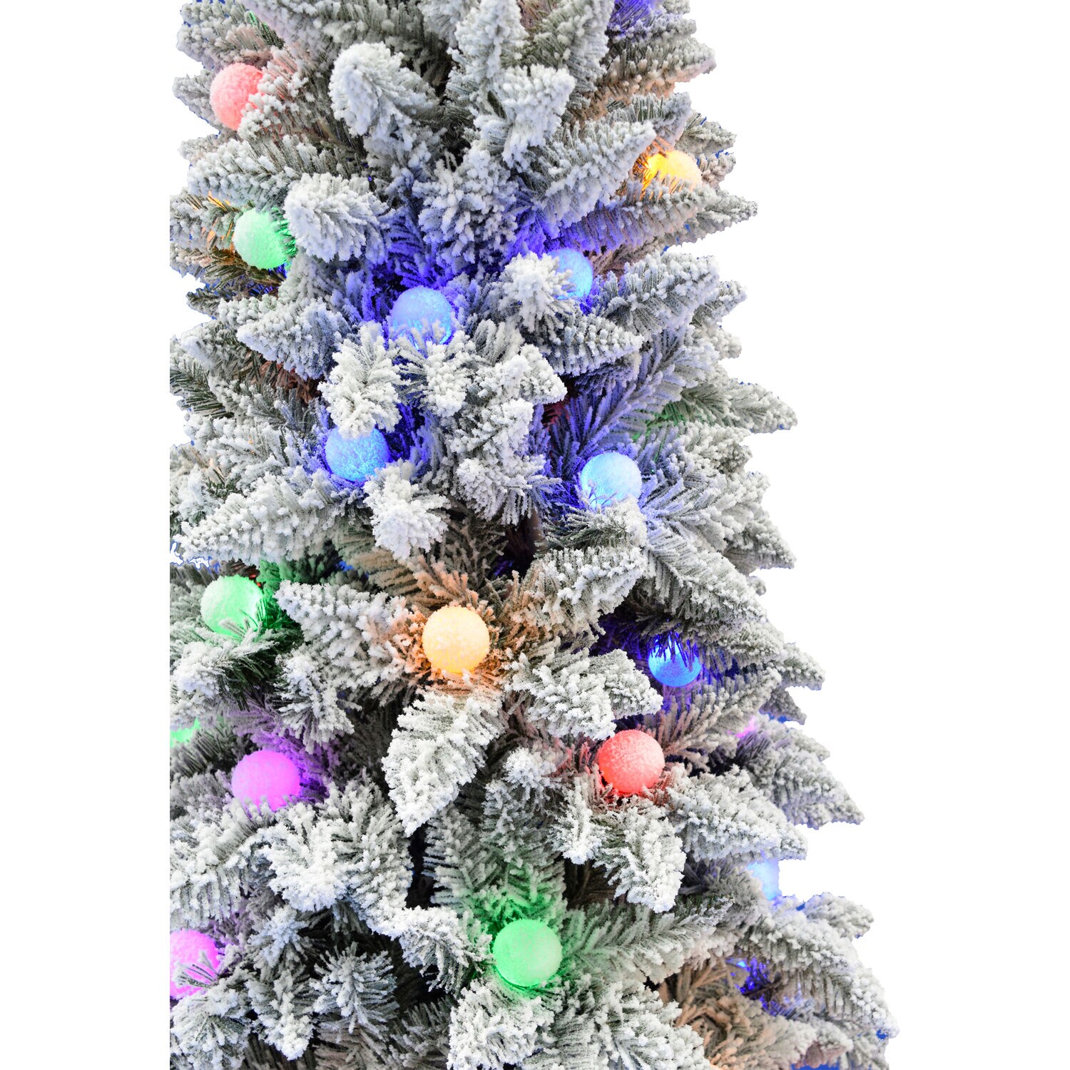 7.5-Ft Slim White Tail Pine Artificial Christmas Tree with Multicolor LED Lights