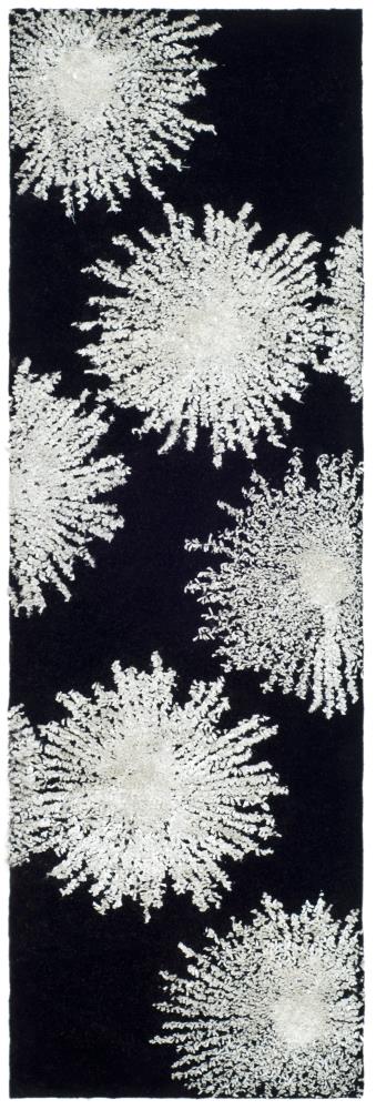 Safavieh SOH712D-28 Soho Starburst 3 x 8 (ft) Tufted Wool Black/White Rectangular Indoor Abstract Runner rug