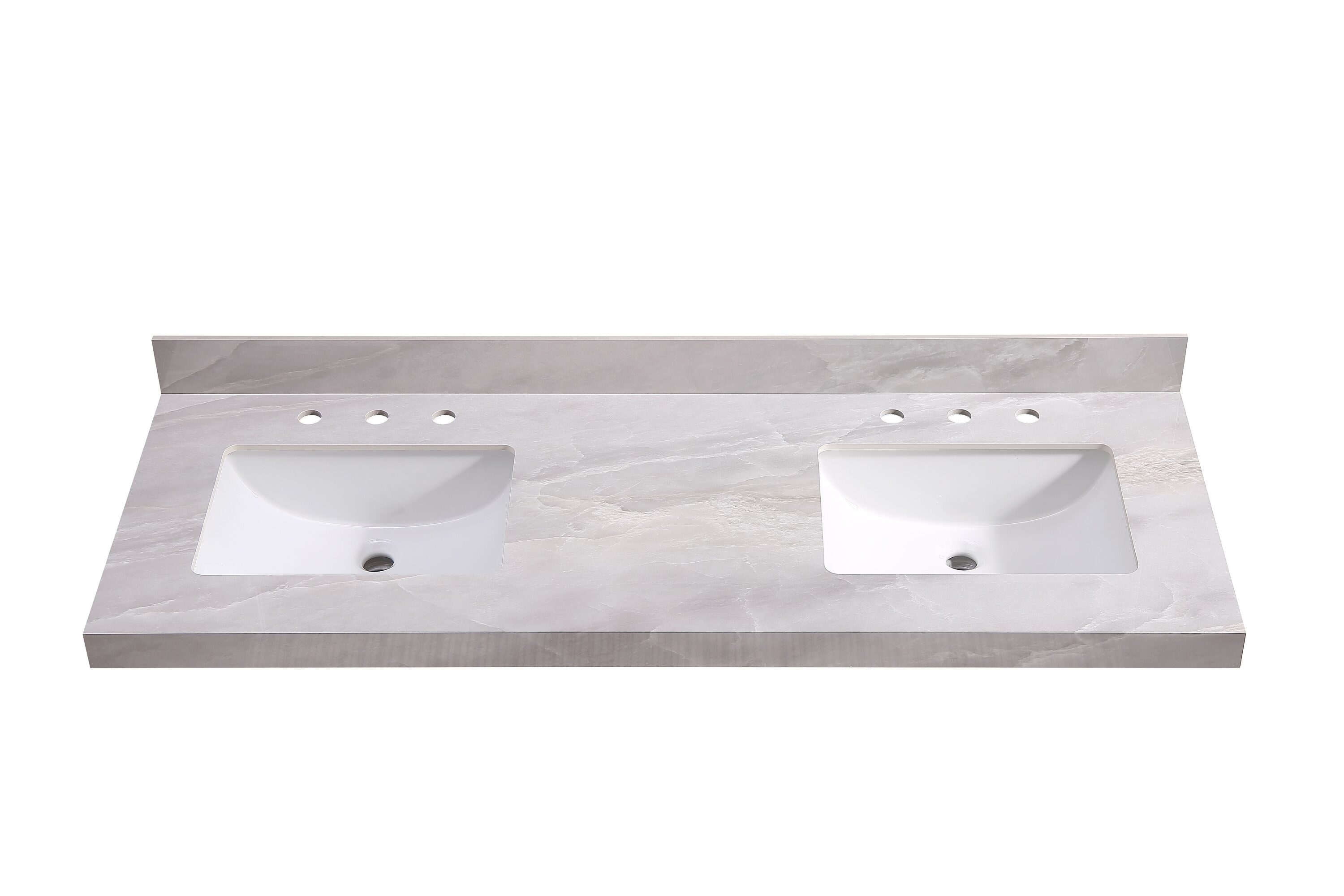 HomLux BD-PVTLJ61DB 61 in. W x 22 in. D Porcelain Double Sinks Vanity Tops in Light Jade