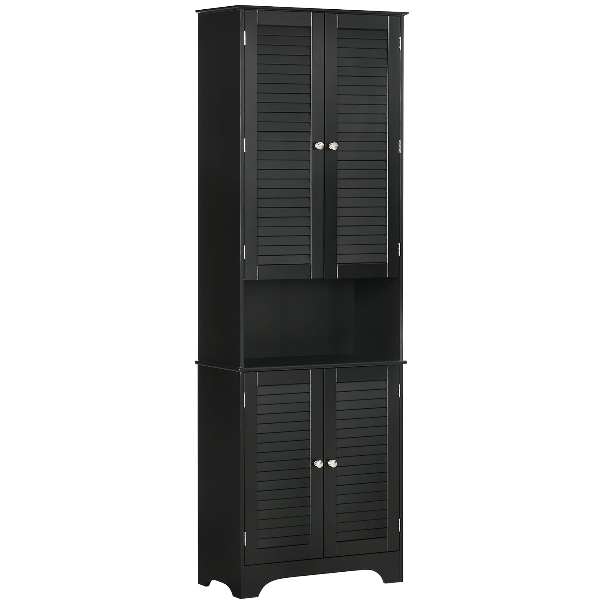 Clihome Bathroom Storage Cabinet 23.5-in x 71.75-in x 11.75-in Black Freestanding Linen Cabinet