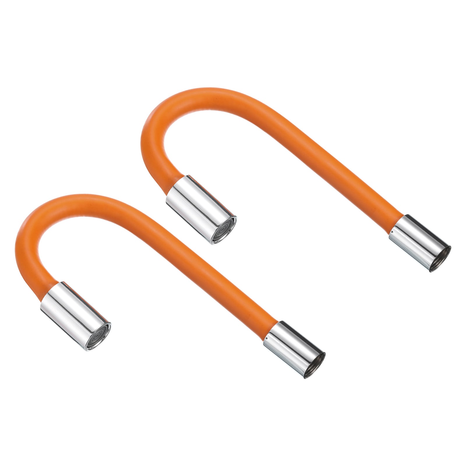 Unique Bargains 2pcs Foaming Extension Tube Faucet Lengthen Extender Sink Drain Extension Tube Bathroom Faucet Extender Extension Flexible Water Hose Adapter Orange (50cm)