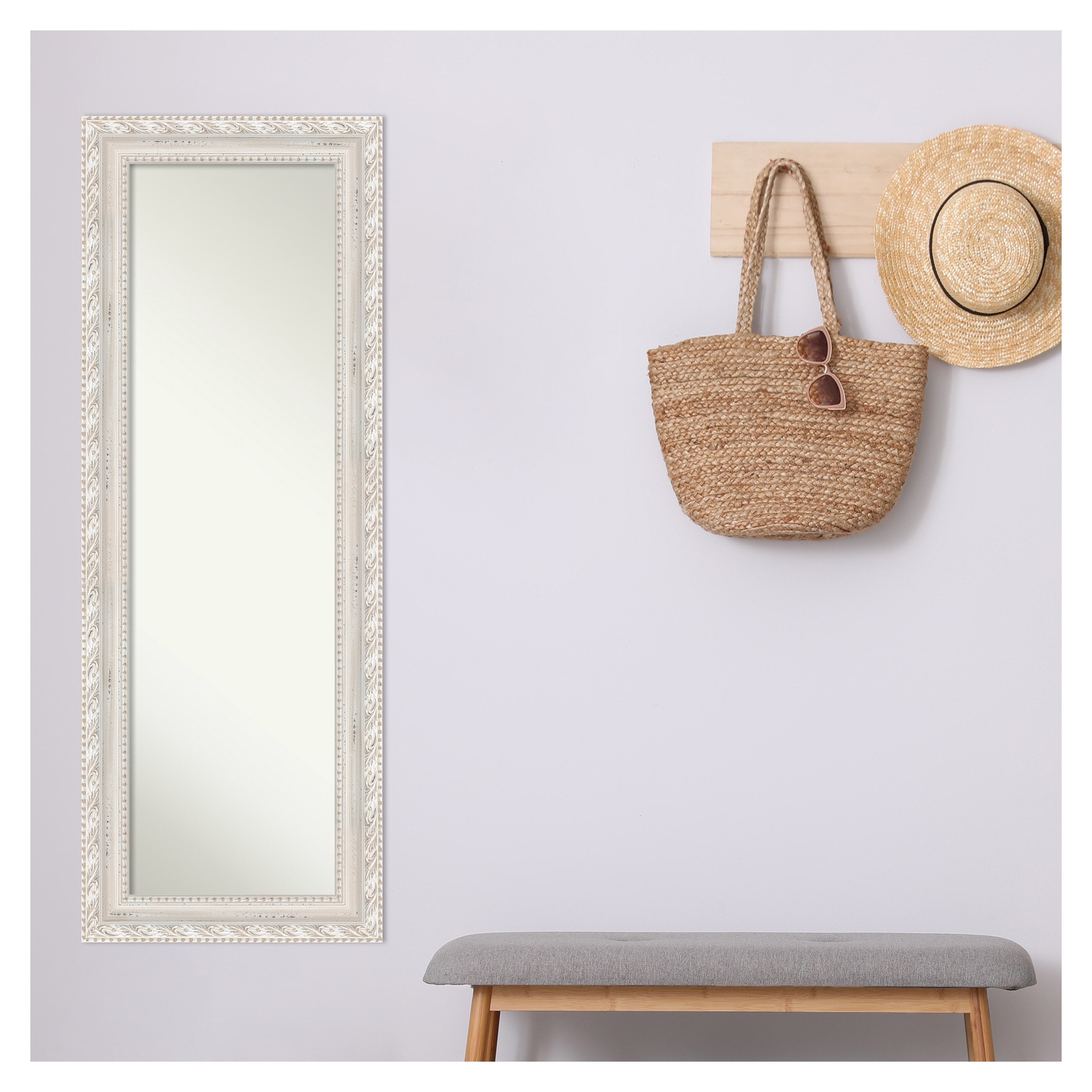 20"x54" Non-Beveled Opera Wood Door Mirror, Wall-Mountable - Amanti Art