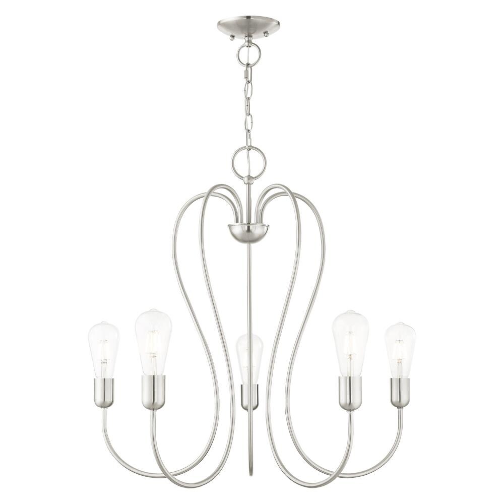 Brushed Nickel and Crystal 5-Light Candle Chandelier