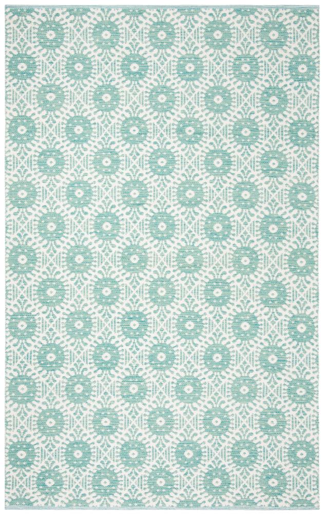 Safavieh MTK612H-8 Montauk Carmi 8 x 10 (ft) Cotton Aqua/Ivory Rectangular Indoor Abstract Coastal Area rug