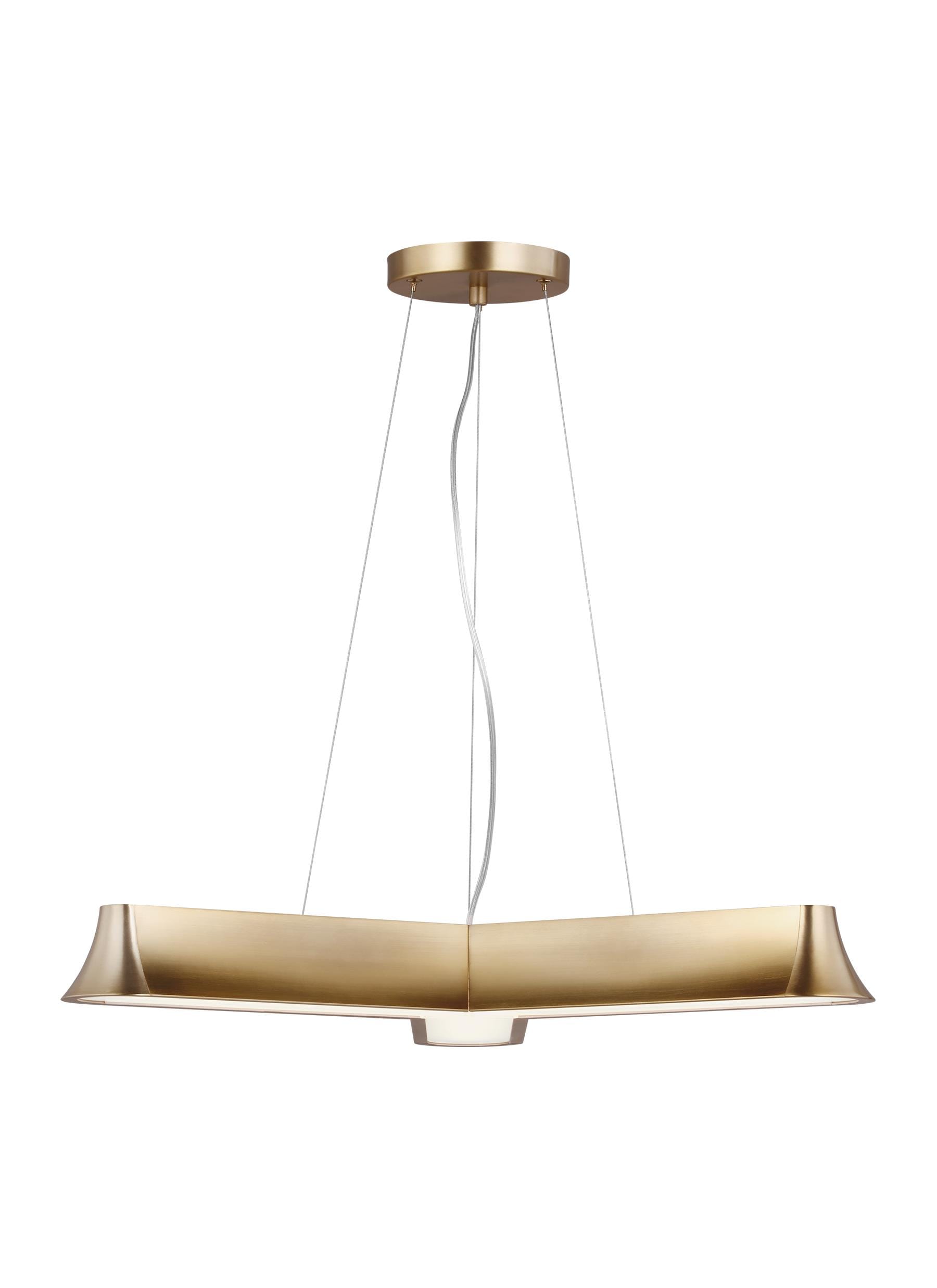 Generation Lighting 3001303-848 Vaughn 3 -Light Satin Brass Modern/contemporary For Use in Dining Rooms, Foyers, Living Rooms Chandelier