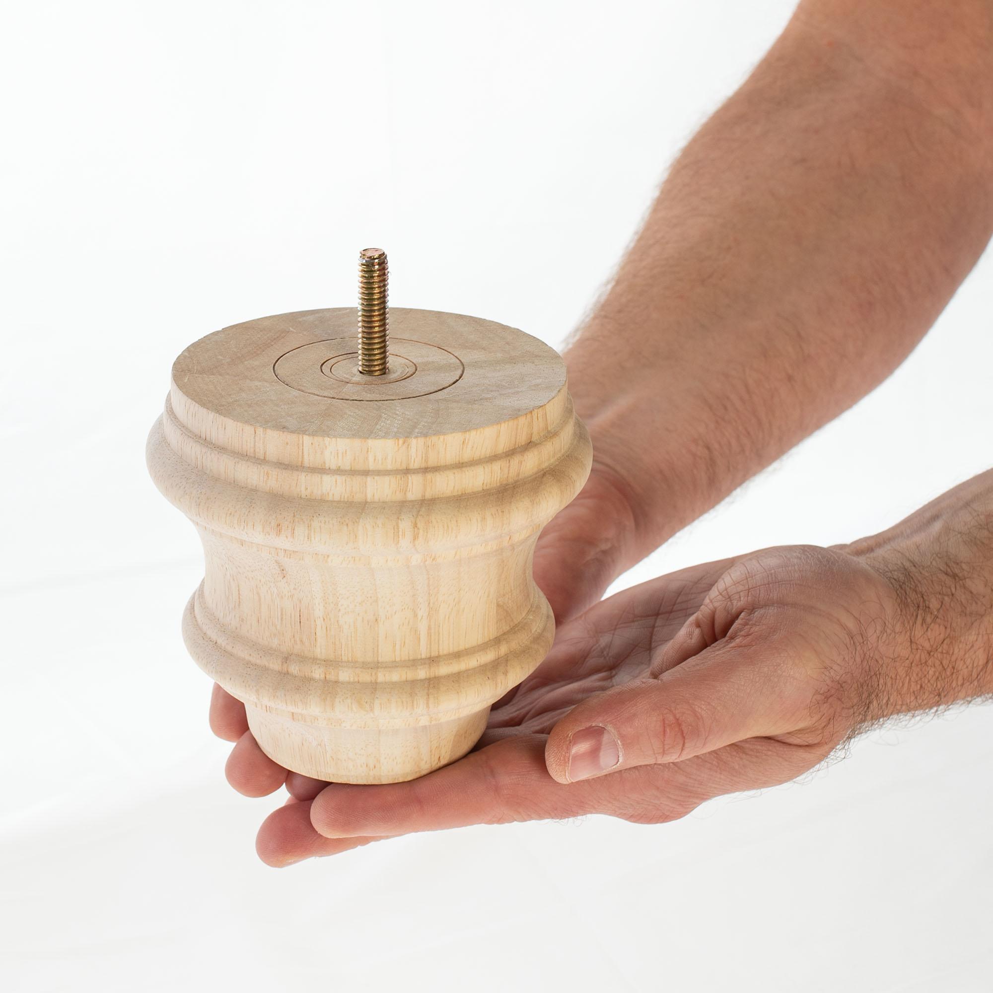 4 Inch Unfinished Solid Hardwood Round Bun Feet Set