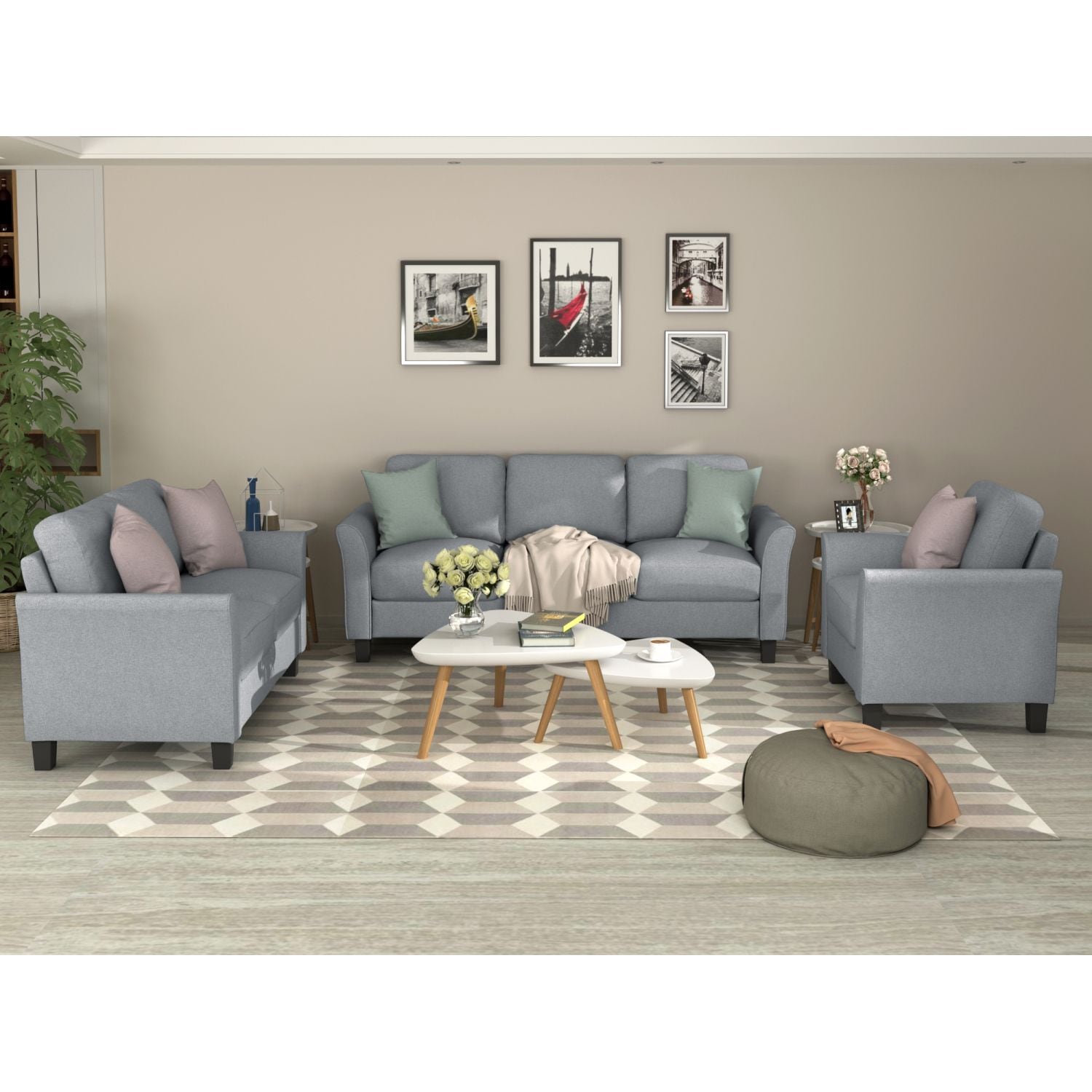 JASMODER LP000012EAA Modern Gray Sofa