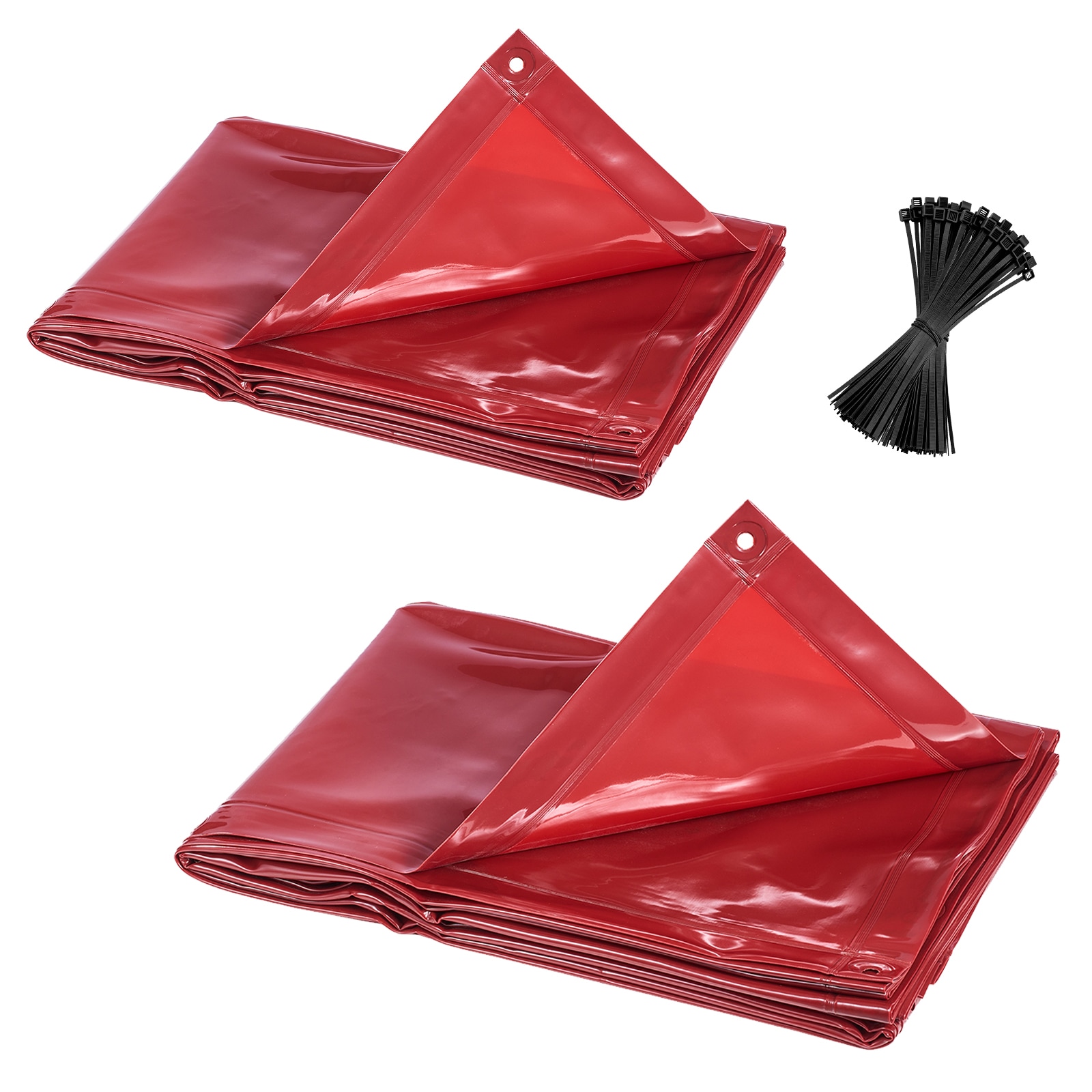 VEVOR 2PCS Welding Curtains 6 x 8FT Welding Screen Curtain  Flame-Resistant Vinyl Safety Protective Screen with 6-Level UV Protection and Hanging Holes  Portable for Workshop/Industrial Use  Red