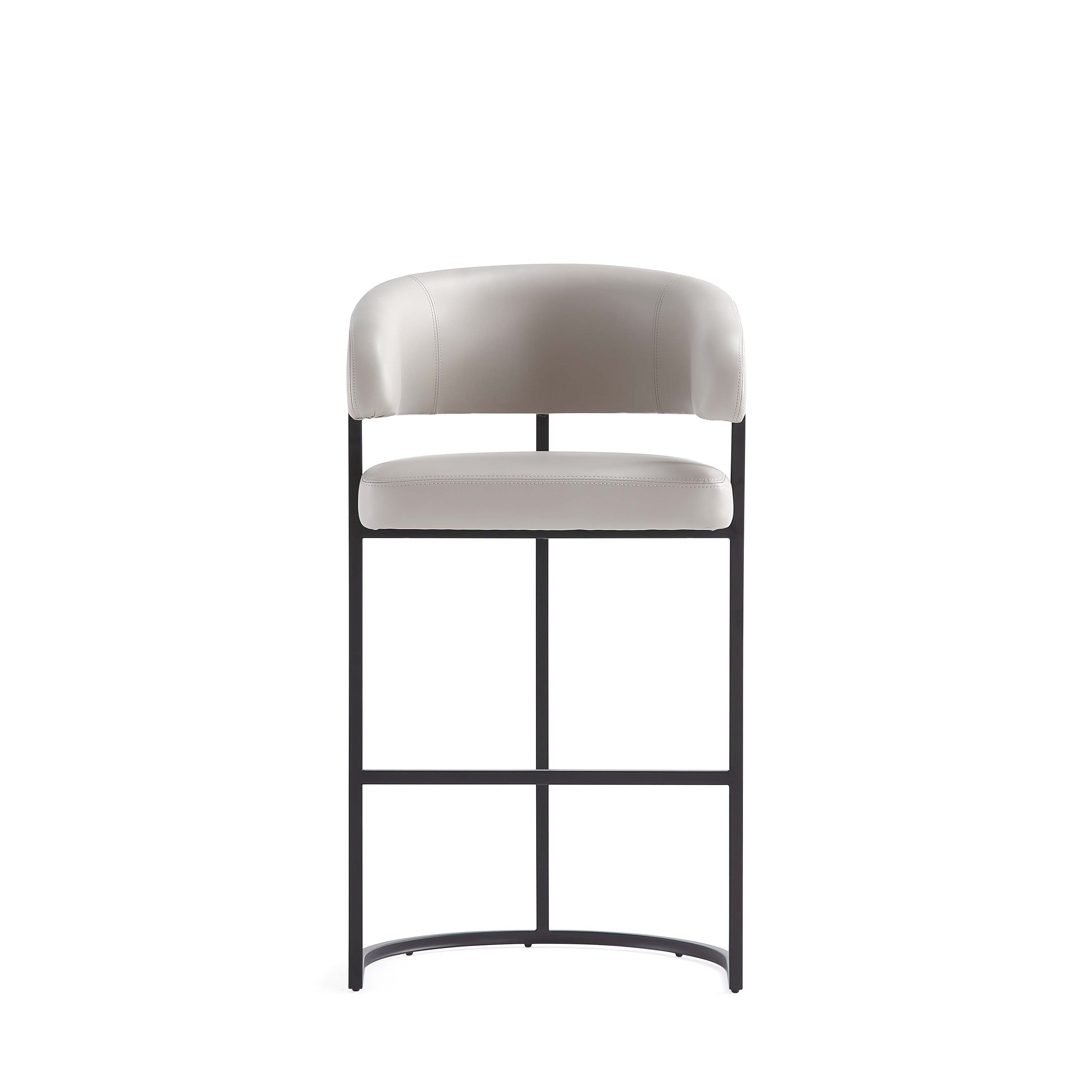 Augusta Light Gray Leatherette Upholstered Barstool with Metal Frame