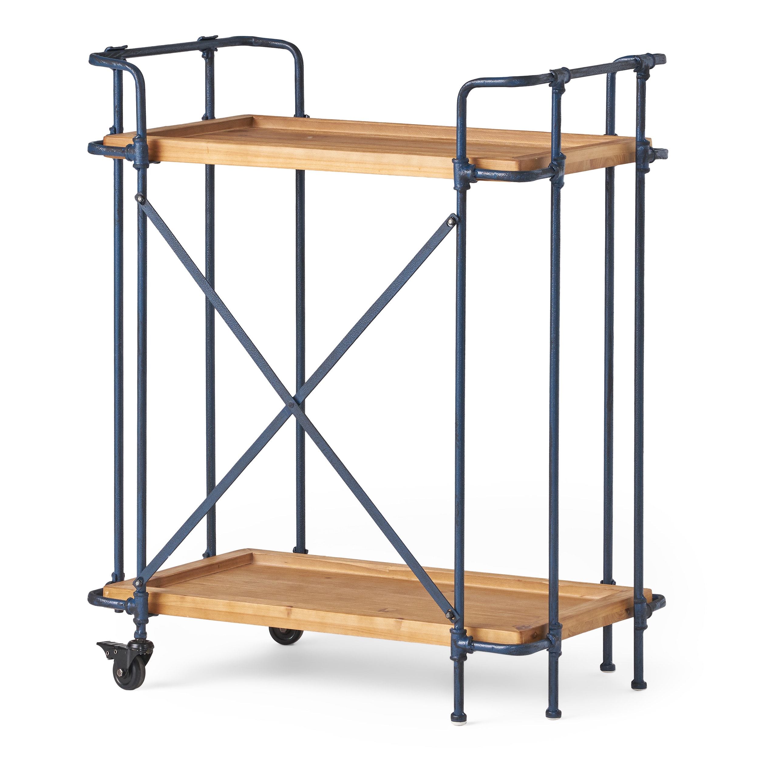 Damerin ZQ-DS-F39 2 -Tier Brown Wood Storage bin rack ( 17.25-in W x 28-in D x 33-in H )