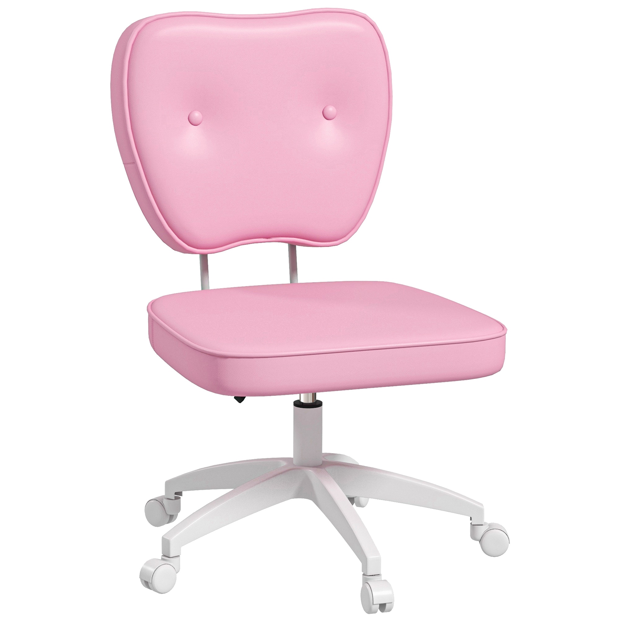 Vinsetto 921-687V00PK Cute Armless Office Chair Small PU Leather Computer Desk Chair Vanity Task Chair with Adjustable Height Swivel Wheels Mid Back Pink
