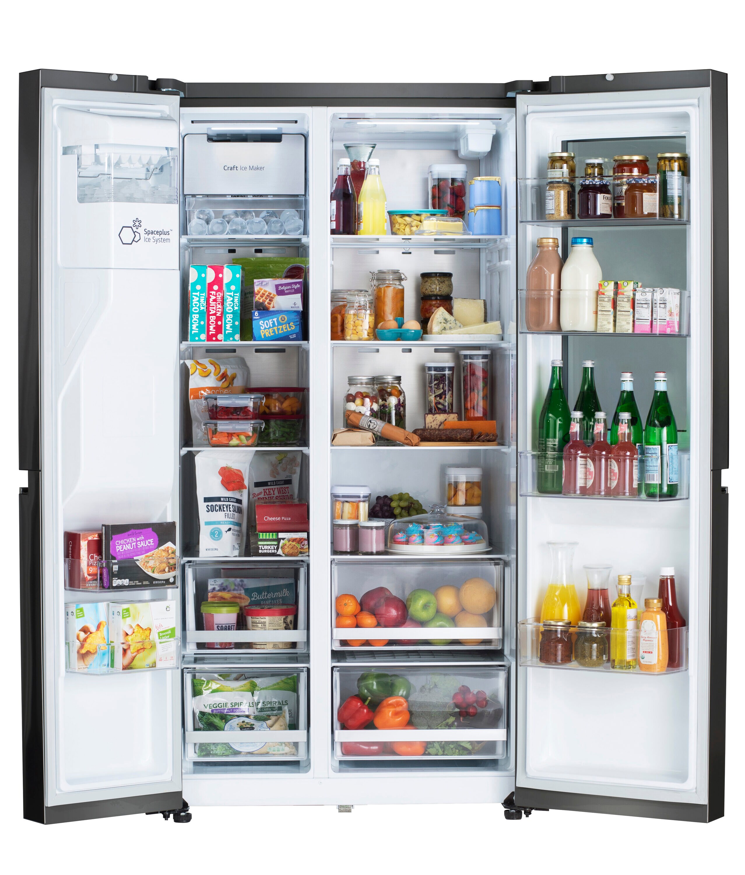 LG 27.1-cu ft Side-by-Side Refrigerator Smart with Ice Maker, Water and Ice Dispenser (Pintproof Black Stainless Steel) ENERGY STAR