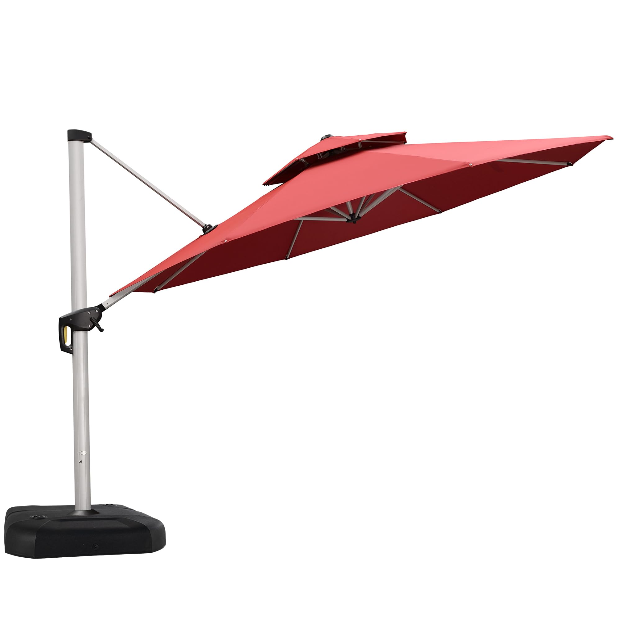 PURPLE LEAF LSLRR13-TR 13-ft Aluminum Red Crank Cantilever Patio Umbrella