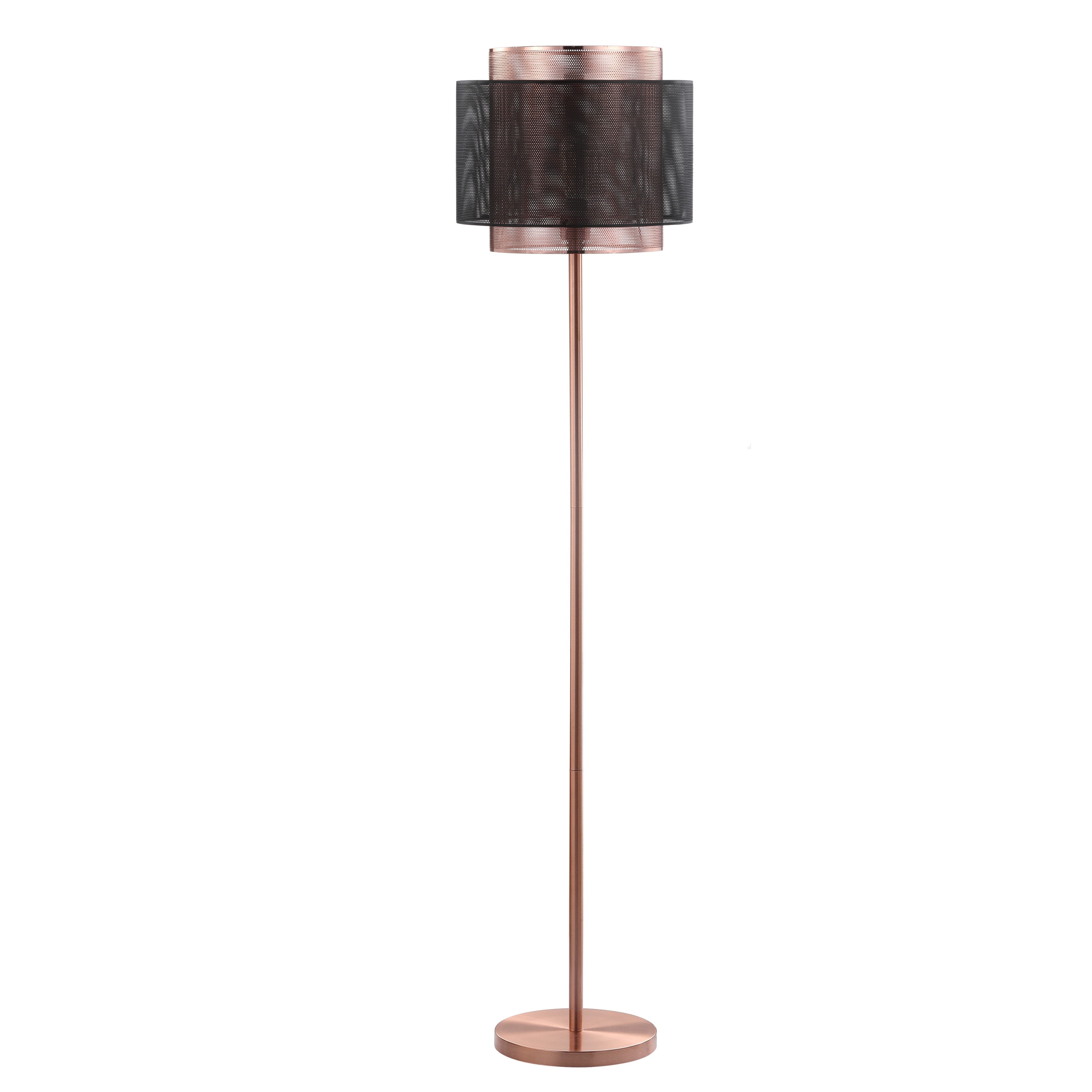 Tribeca Dual-Finish 60.5" Copper & Black Mesh LED Floor Lamp