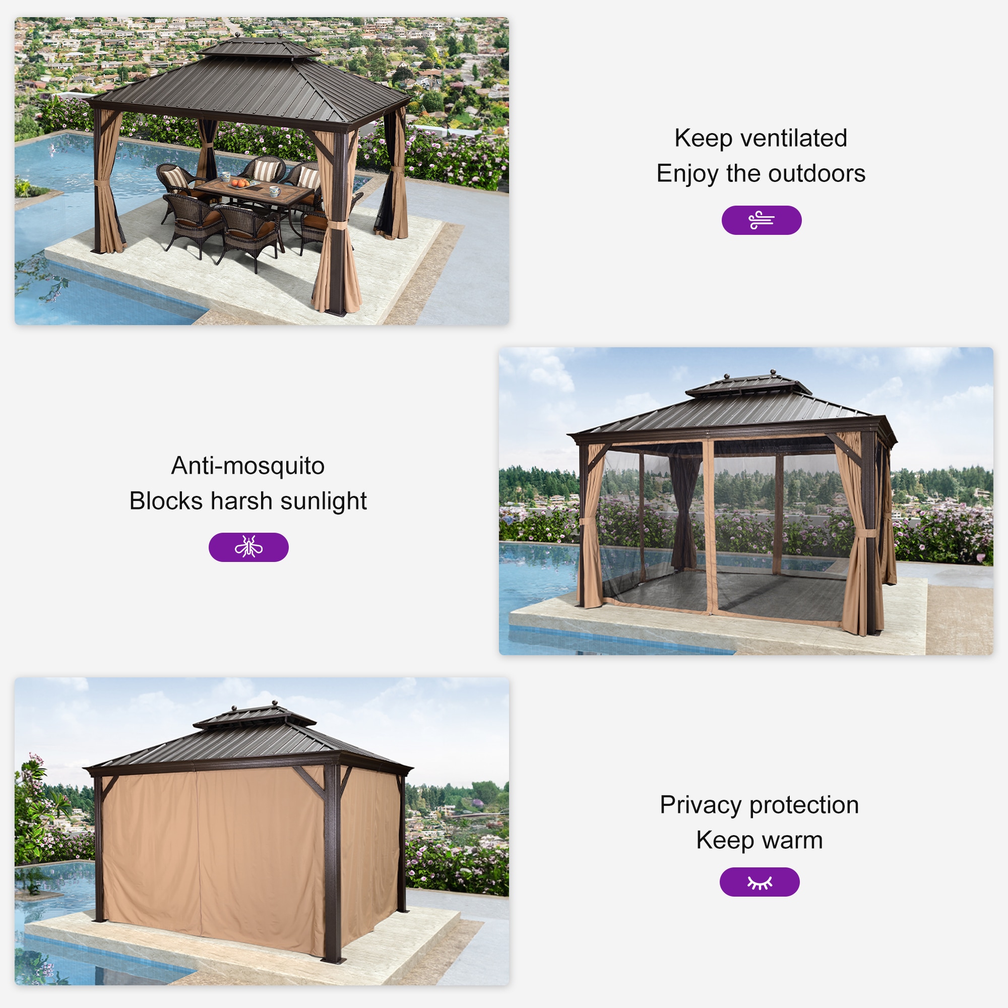 PURPLE LEAF LSMHS1012DB Wood-Resin-Gazebos - View #9