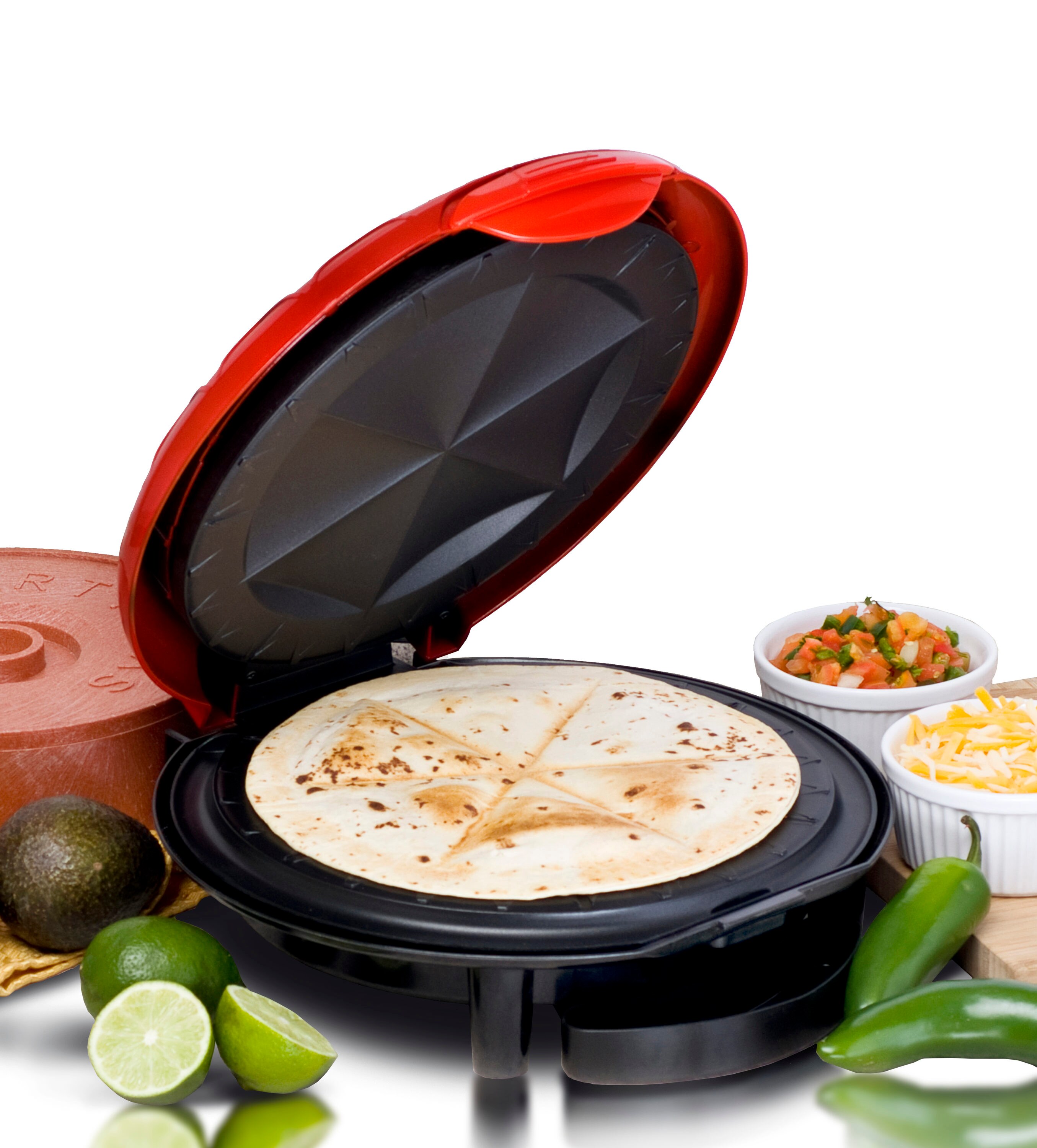 Elite Gourmet 8 in. Red Quesadilla Maker