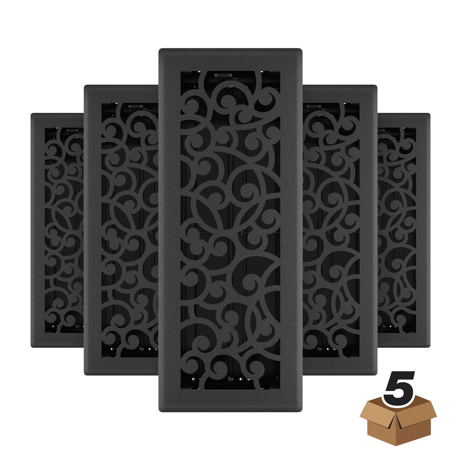 IMPERIAL 4-in x 12-in 2-way Steel Black Iron Floor Register 5 -Pack