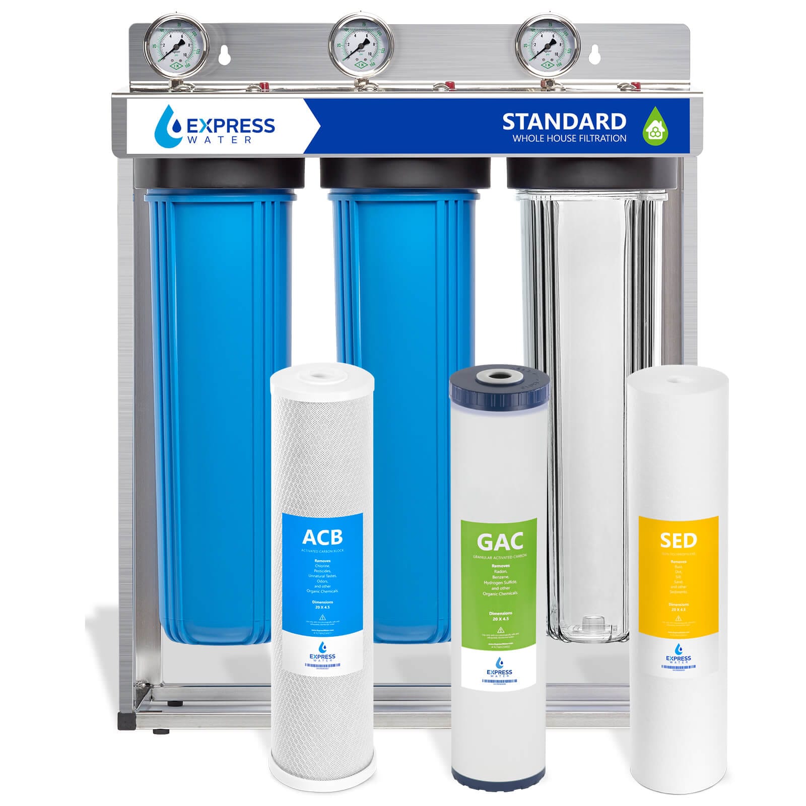 Express Water WH300SCGS WH300SCGS Triple-stage 15-GPM Multi-method Soft water Whole House Water Filtration System