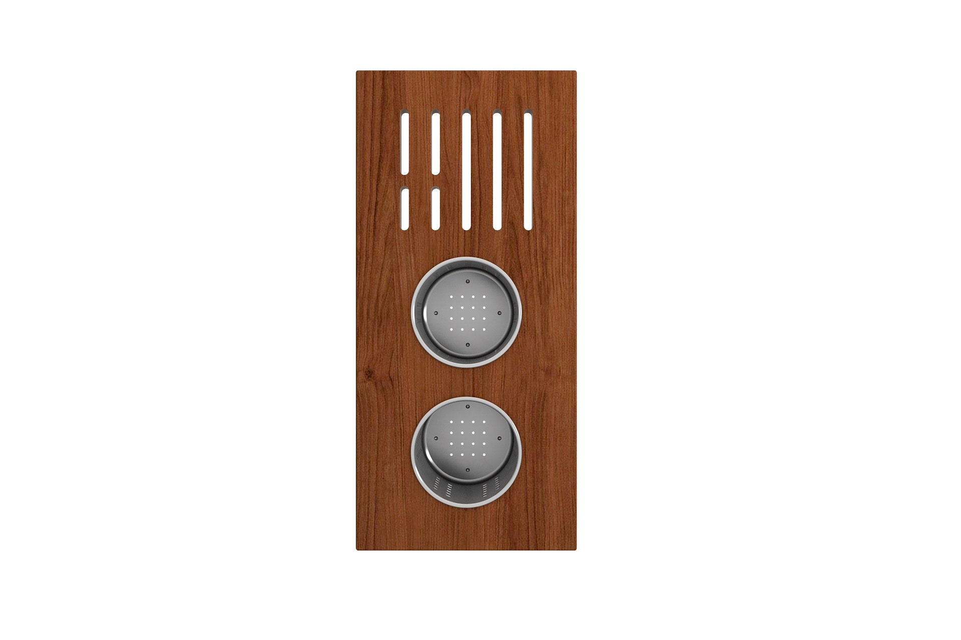 BOCCHI 2320 0009 Prep Board Set for Workstation Sinks with 2 Round Stainless Steel Colanders and Knife Holder