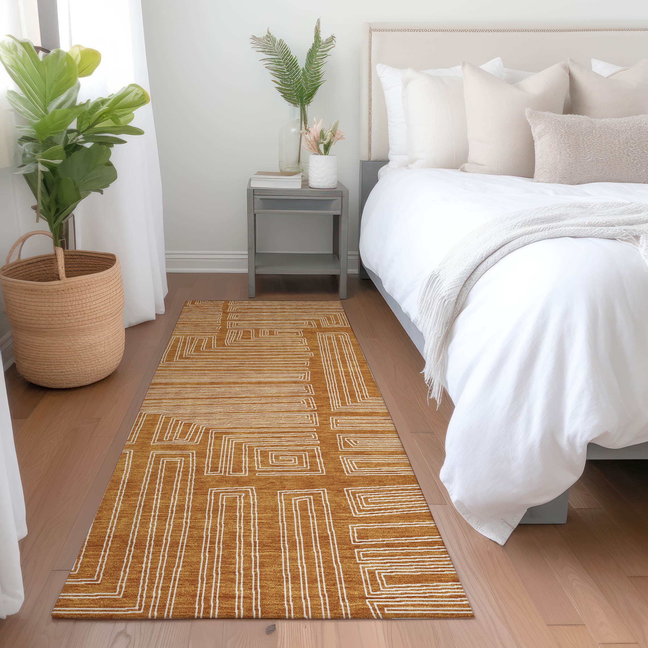 Addison Rugs ACN1045PK2X8 Chantille ACN1045PK 2 x 7 (ft) Polyester Paprika Rectangular Indoor/Outdoor Geometric Machine washable Runner rug