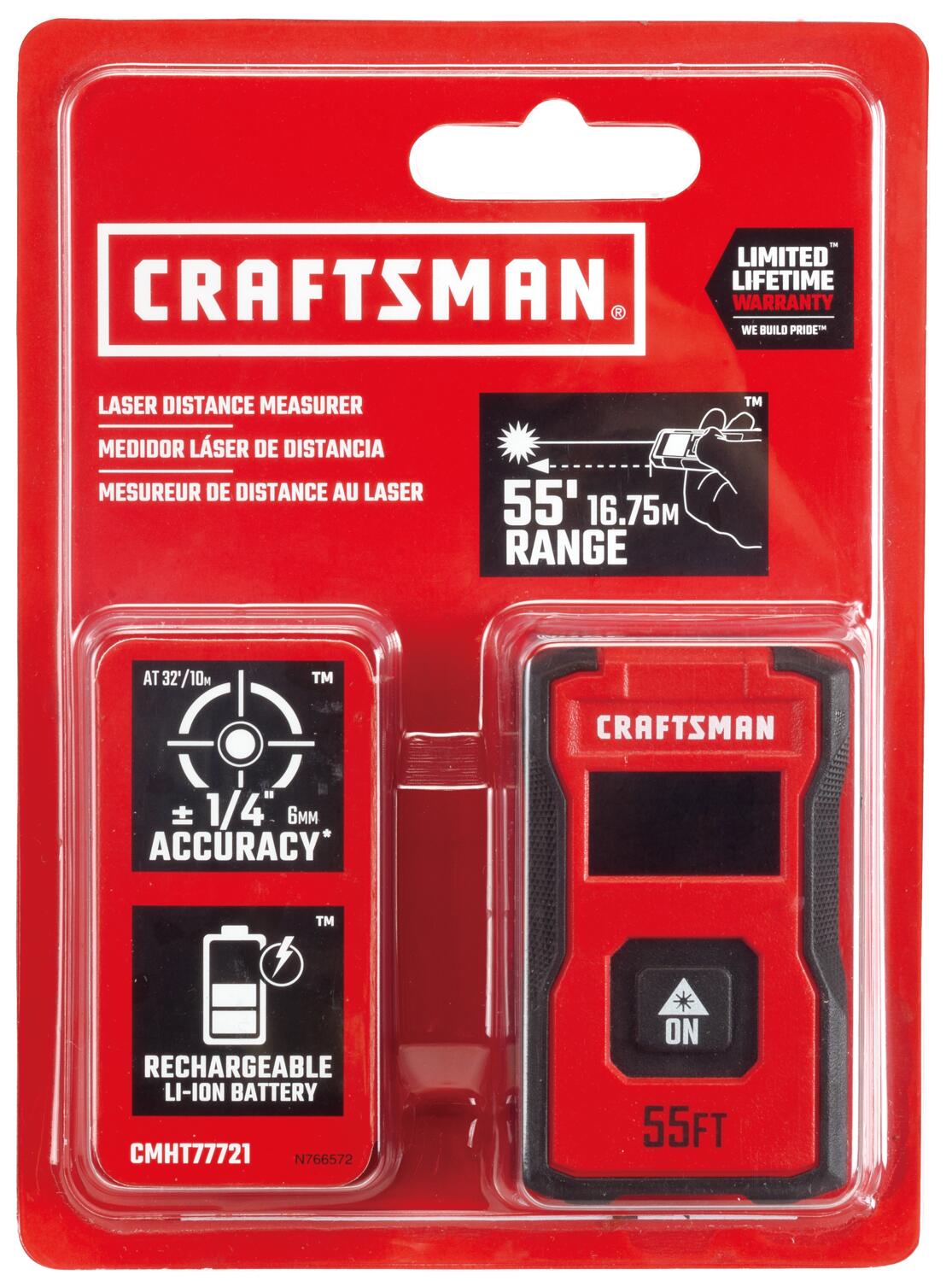 CRAFTSMAN Pocket LDM 55-ft Indoor Red Laser Distance Measurer with ...