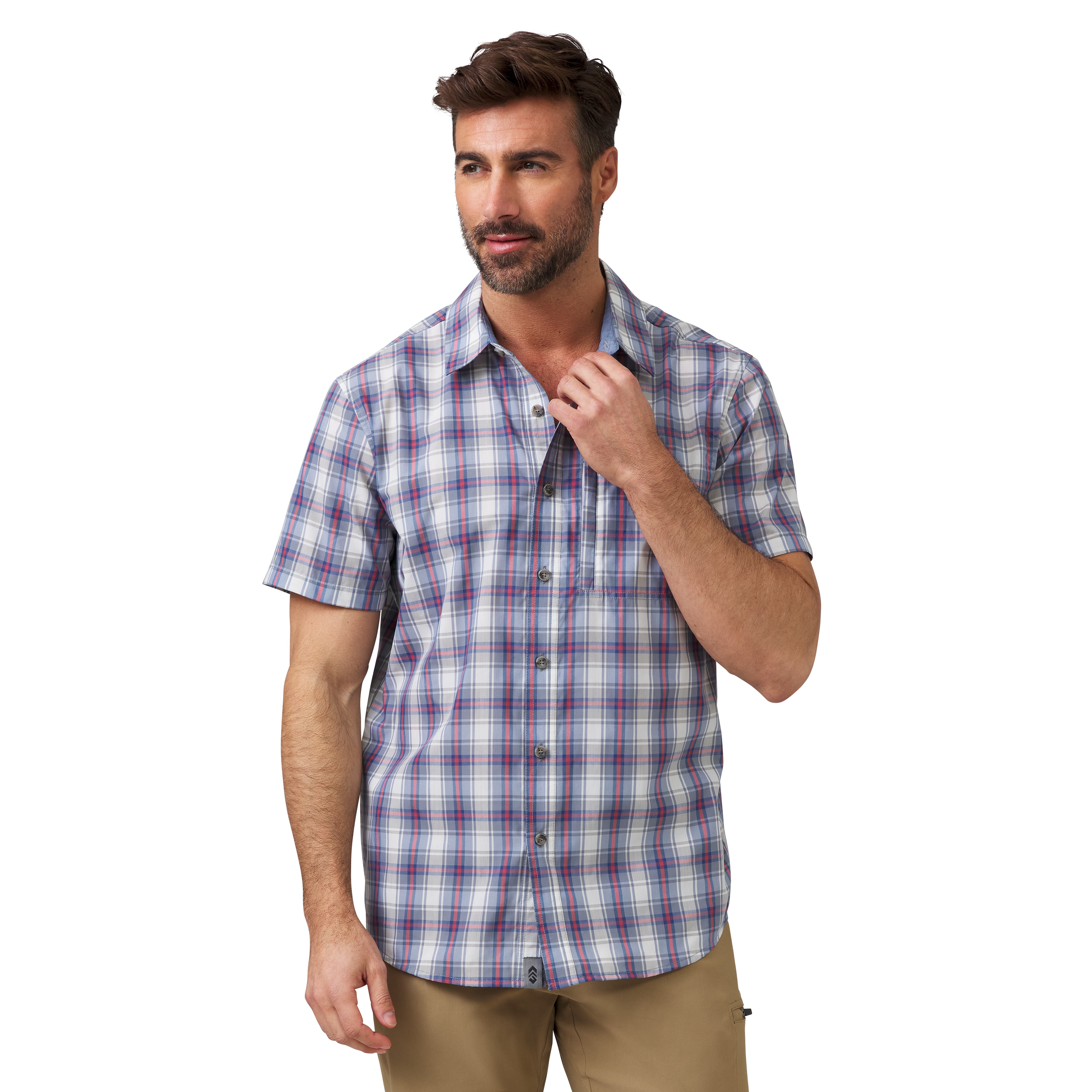 Free Country 446-MAS4200DARKSXXL Men's Red Knit Short sleeve Button-down shirt ( 2XL )