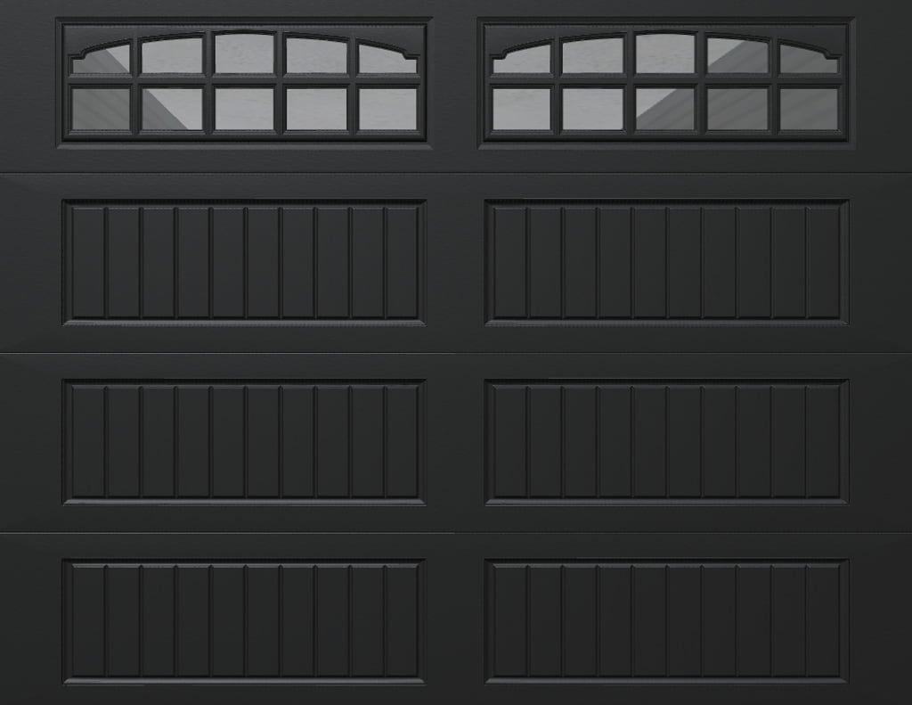 Wayne Dalton 8300SNMRBLCSDIV97 Classic Steel Model 8300 9-ft x 7-ft Insulated Black Single Garage Door with Windows