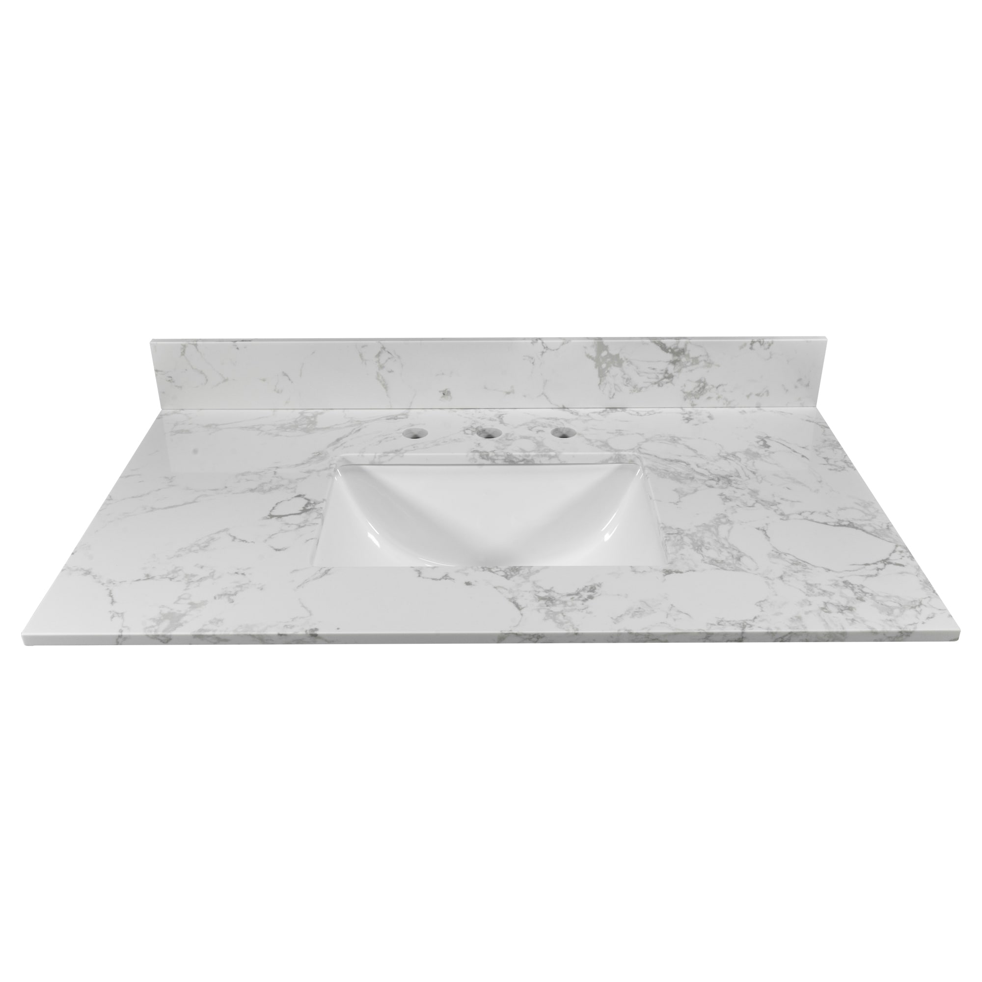 CASAINC MTL-50932301 31-in x 22-in Carrara white Engineered Marble Undermount Single Sink Single Hole Faucet Mount Bathroom Vanity Top