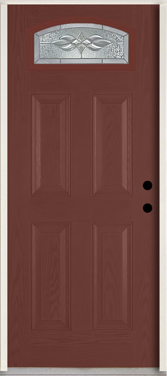 RELIABILT LO841730 Hampton 36-in x 80-in x 4-9/16-in Fiberglass 1/4 lite Left-hand inswing Wineberry Stained Prehung Front Door Insulating core