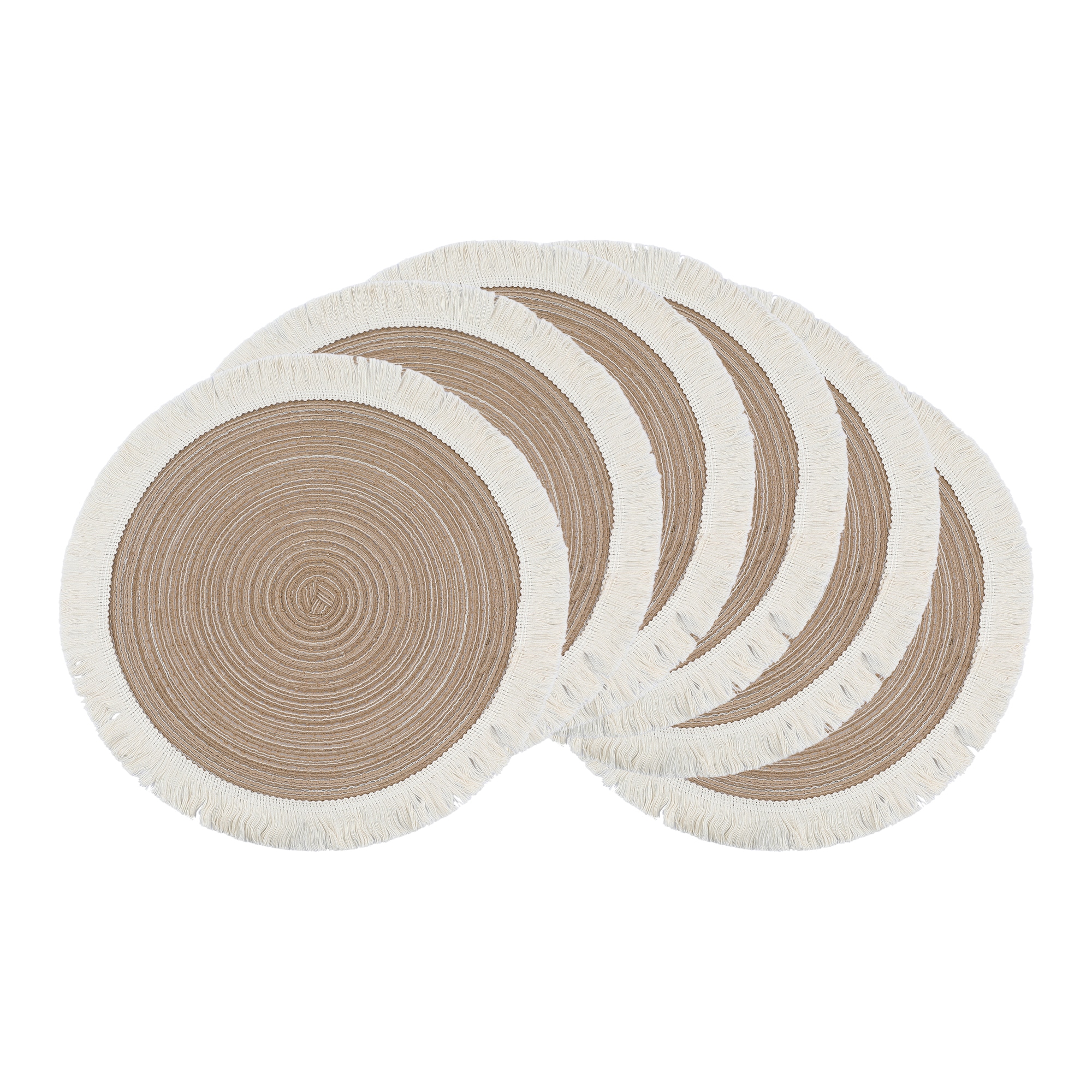 Unique Bargains Rustic Placemats 6pcs Round Rattan Placemats for Dining Table Decor Indoor Outdoor Kitchen Table Mat Wipe Clean 15x15in Coffee