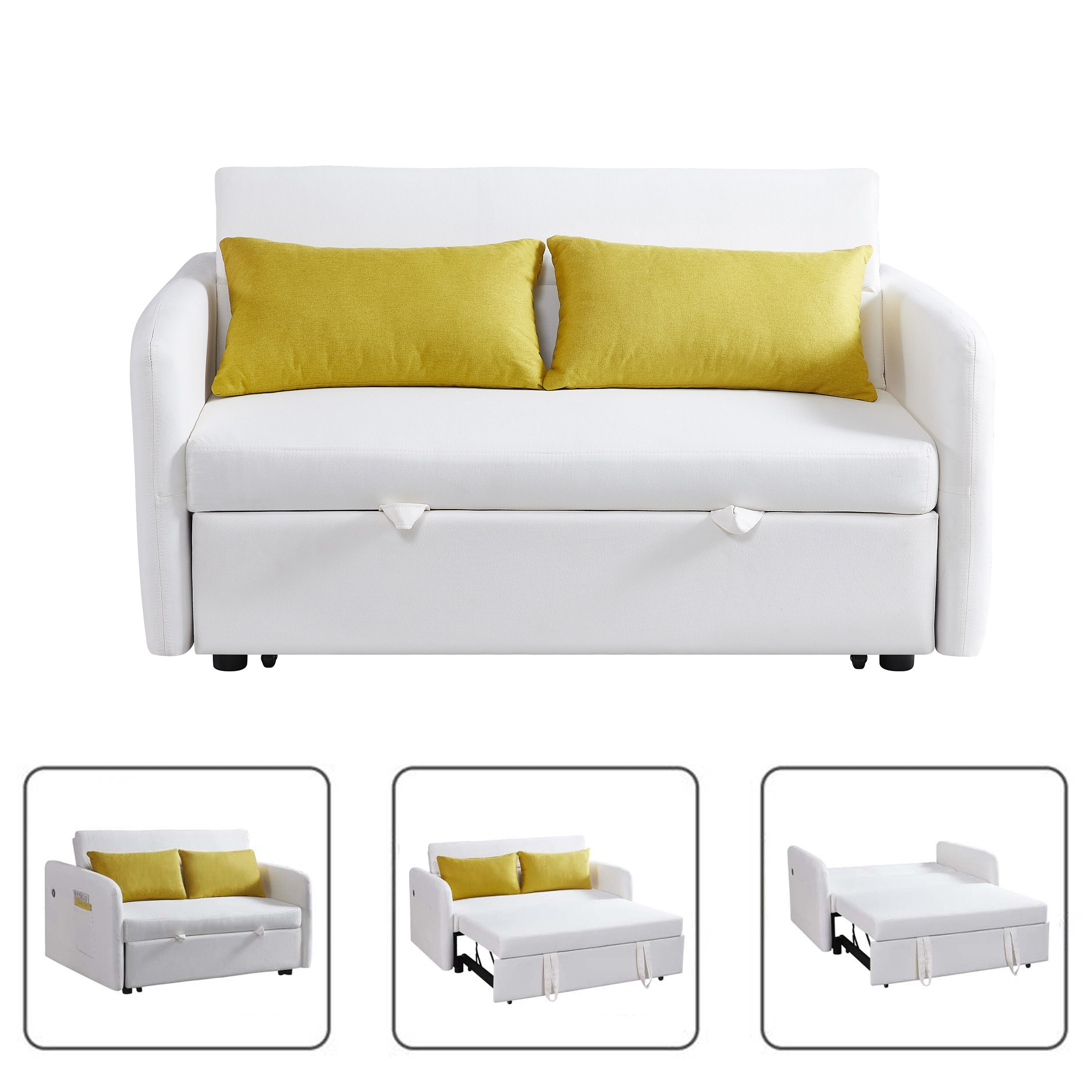 LIVIZA GGJD003CR 55.5-Inches Casual Cream White 2 -seater Reclining Sleeper