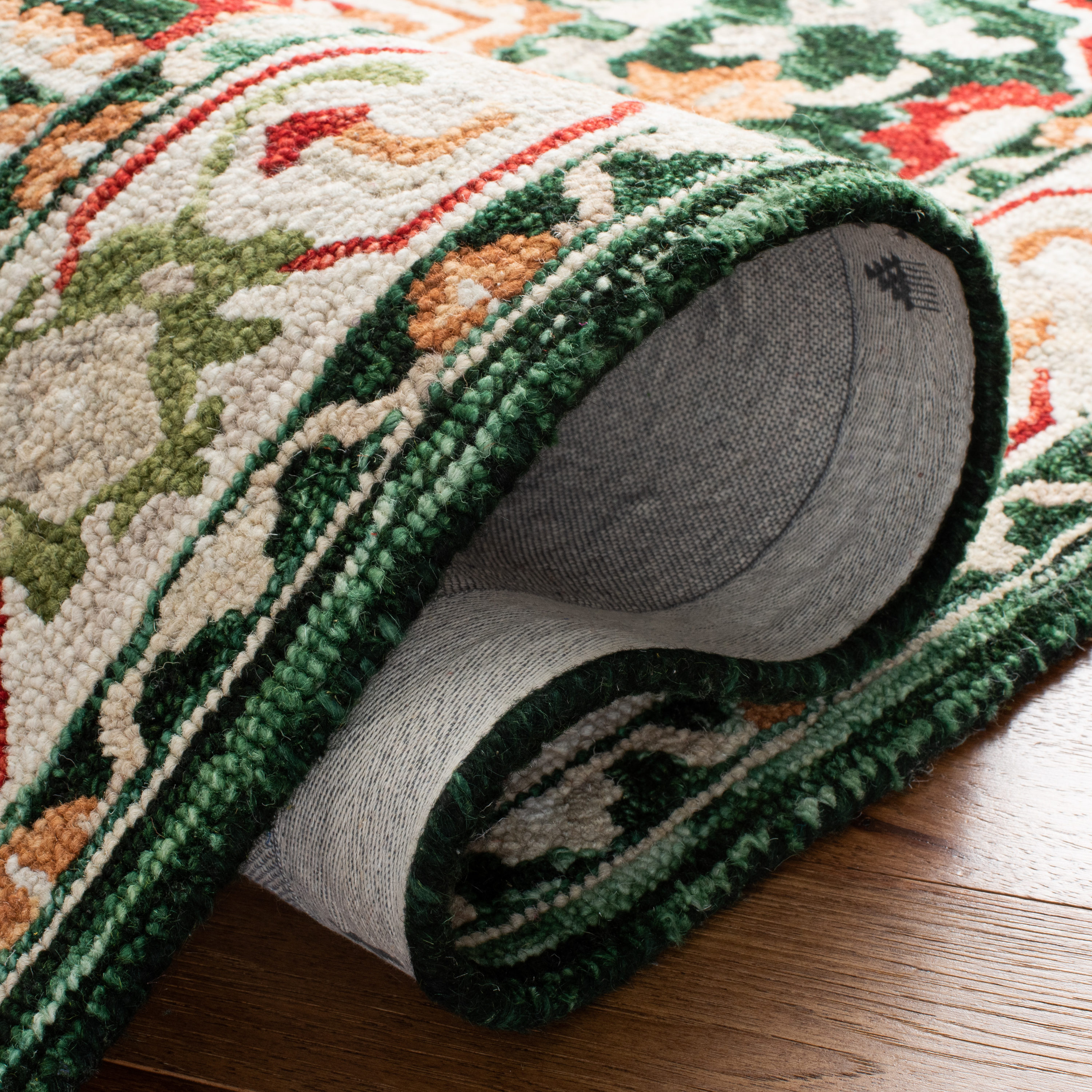 Handmade Red Geometric Wool Round Rug 7' Diameter
