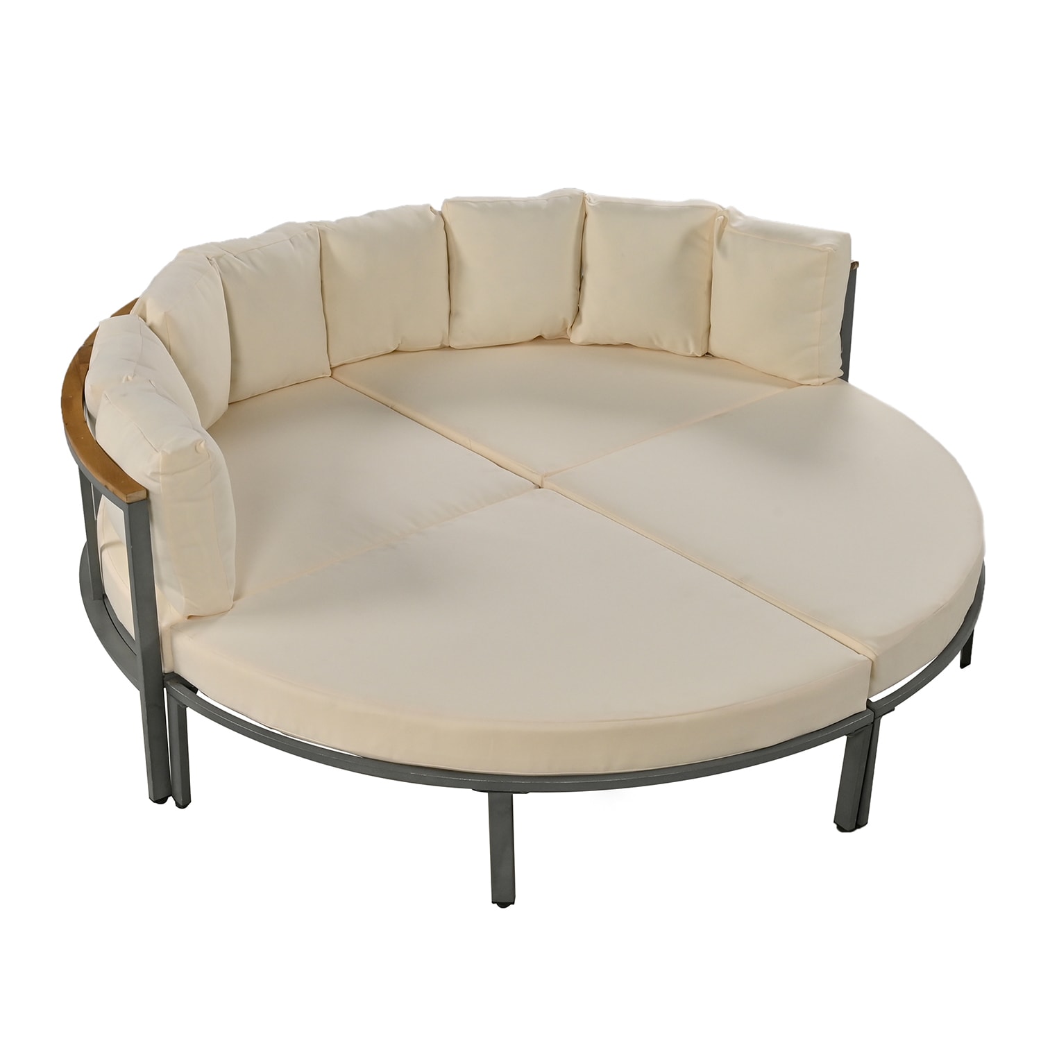 Bybafun YA0200248 Outdoor Daybed with Beige Cushions and Iron Frame