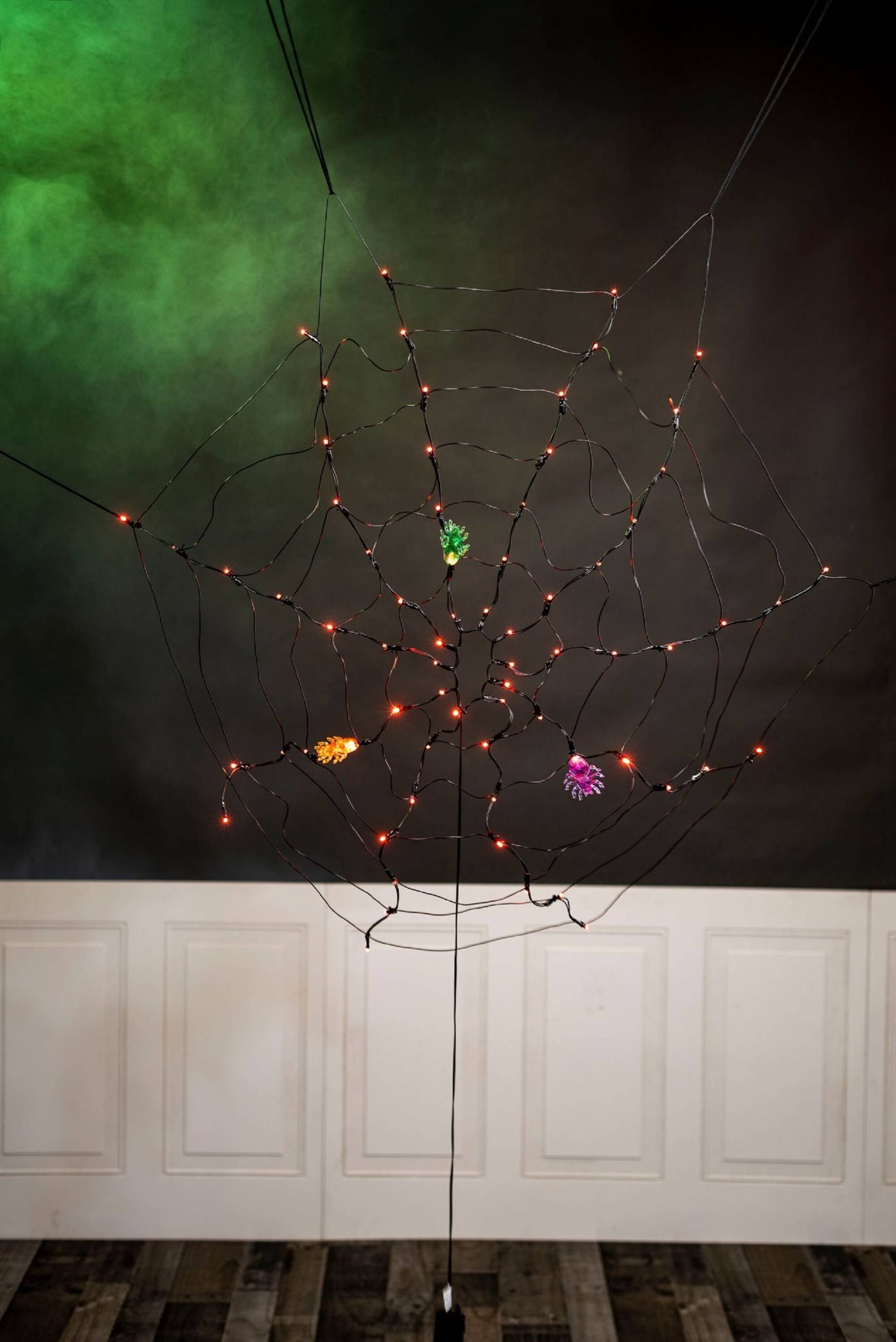 Joyin Orange LED Spider Web Halloween Decoration With 3 Lighted Spiders ...