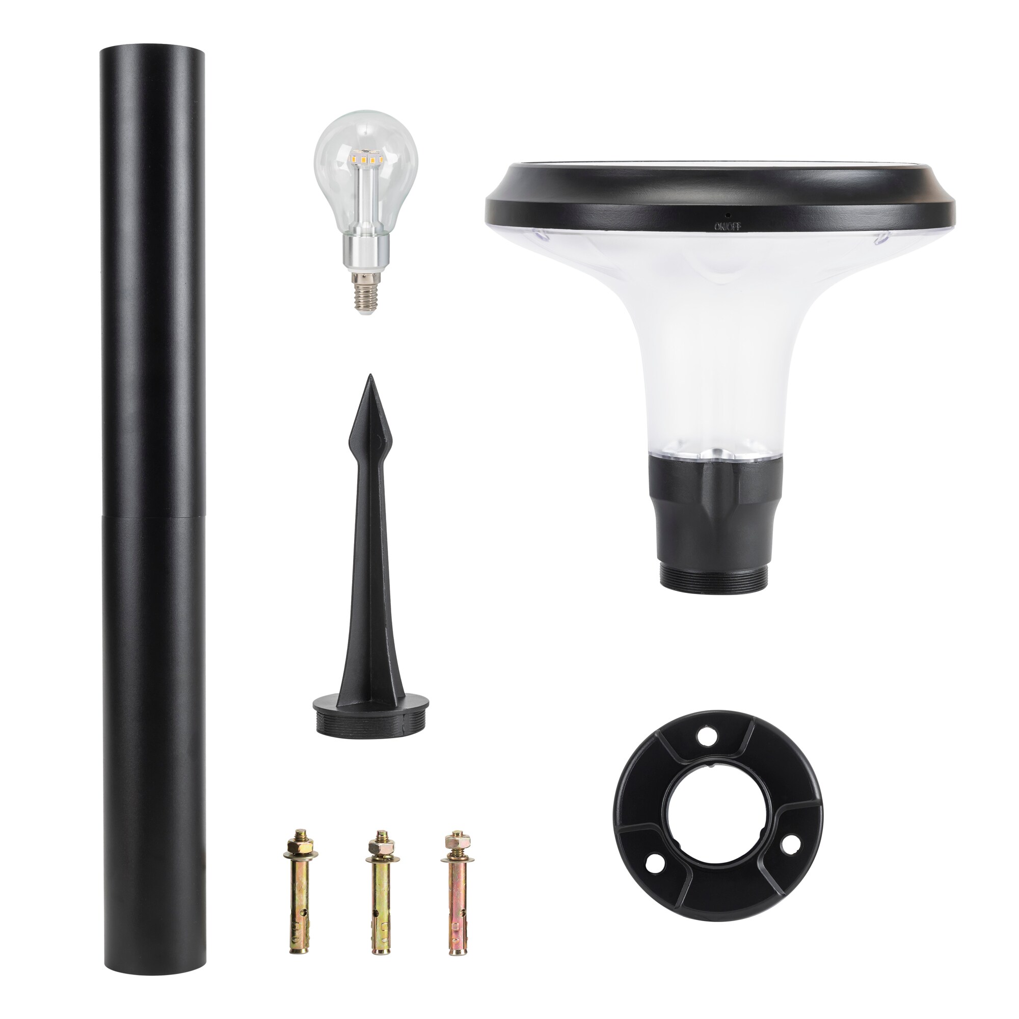 Black Cast Aluminum LED Solar Pathway Light with Dusk to Dawn