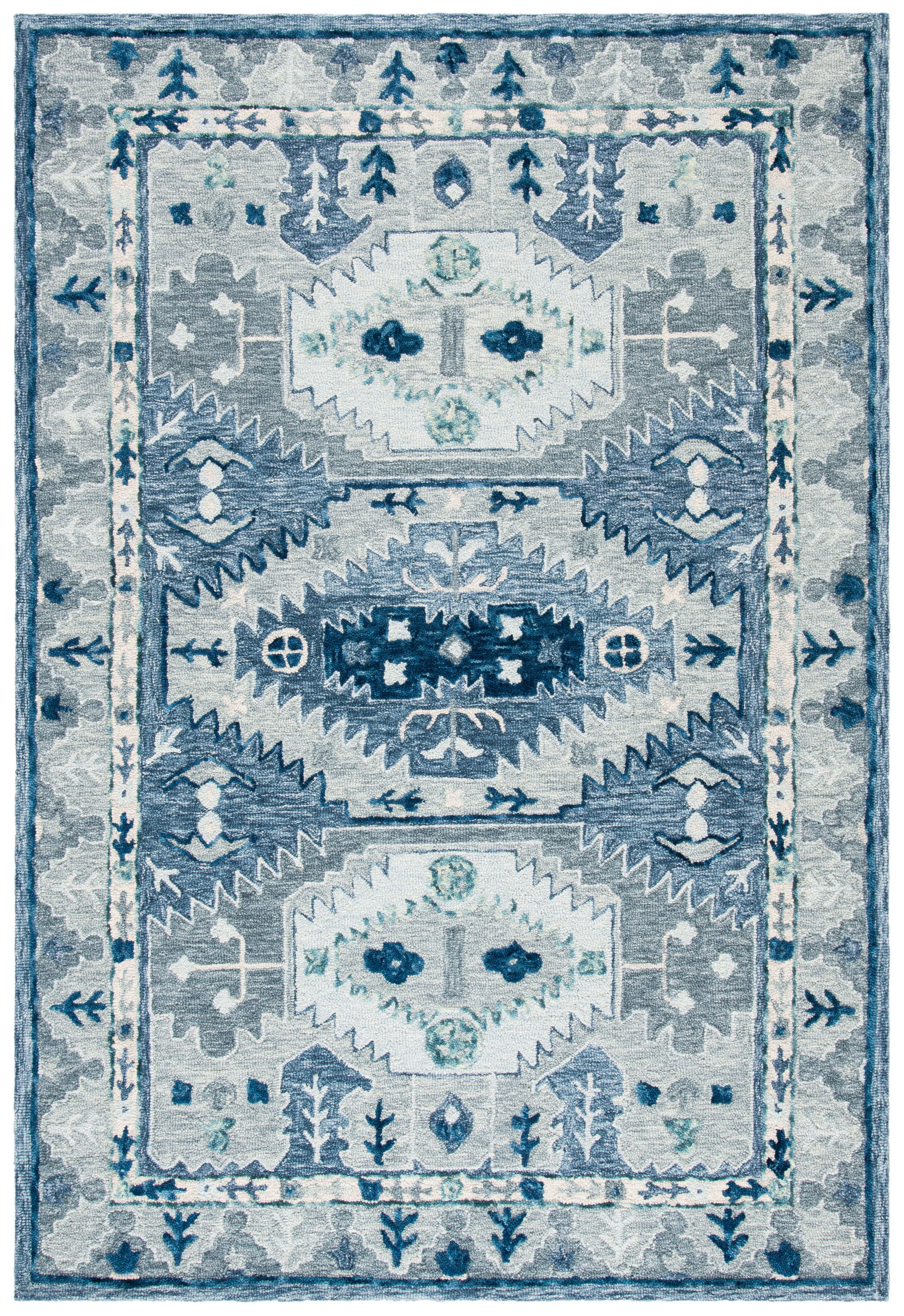 Safavieh CPR218M-5 Capri 5 x 8 (ft) Tufted Wool Blue/Gray Rectangular Indoor Abstract Bohemian/Eclectic Area rug