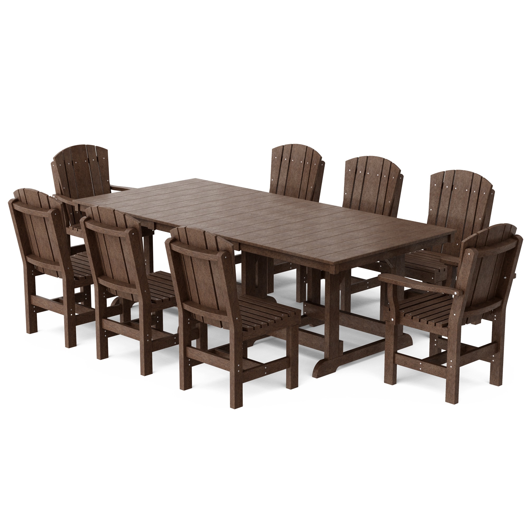 Wildridge LCC-190-TB Heritage 9 -Piece Tudor Brown Patio Dining Set Plastic Rectangle Table with 8 Stationary Chairs