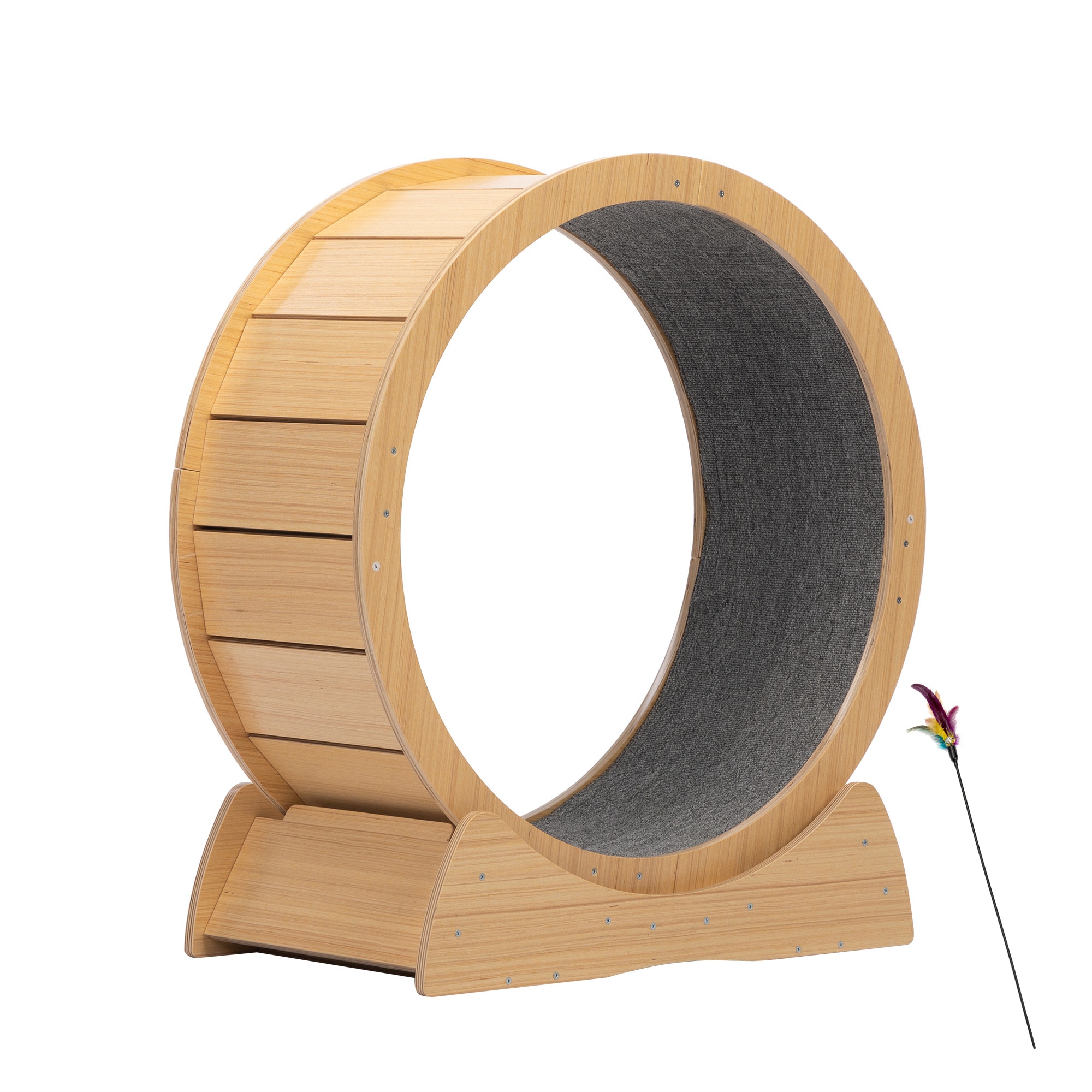 Kahomvis MIX-QPCW-489 Super-Silent Cat Running Wheel Wood Interactive Cat Toy