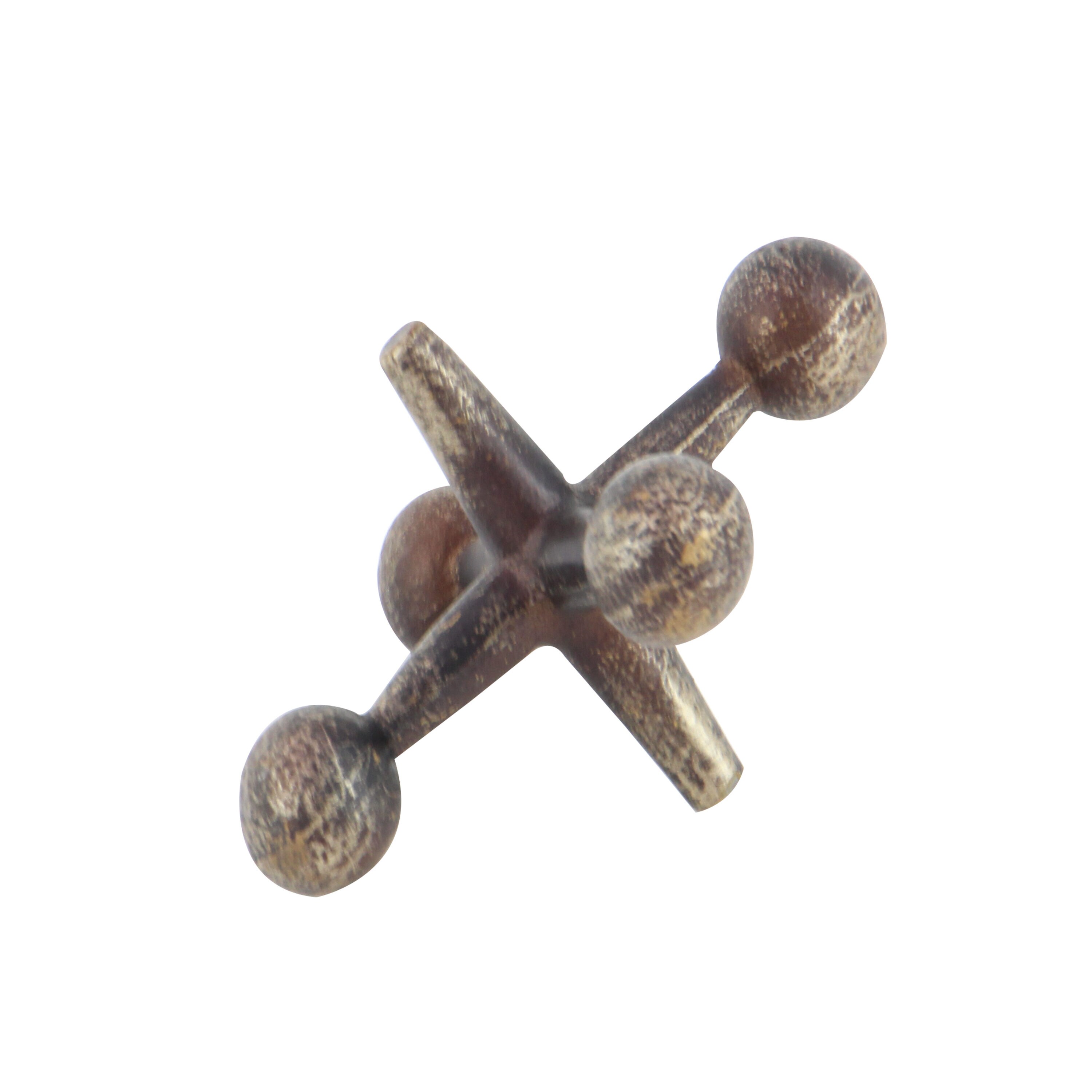 Distressed Gold and Black Iron Jacks Sculpture Set, 9"