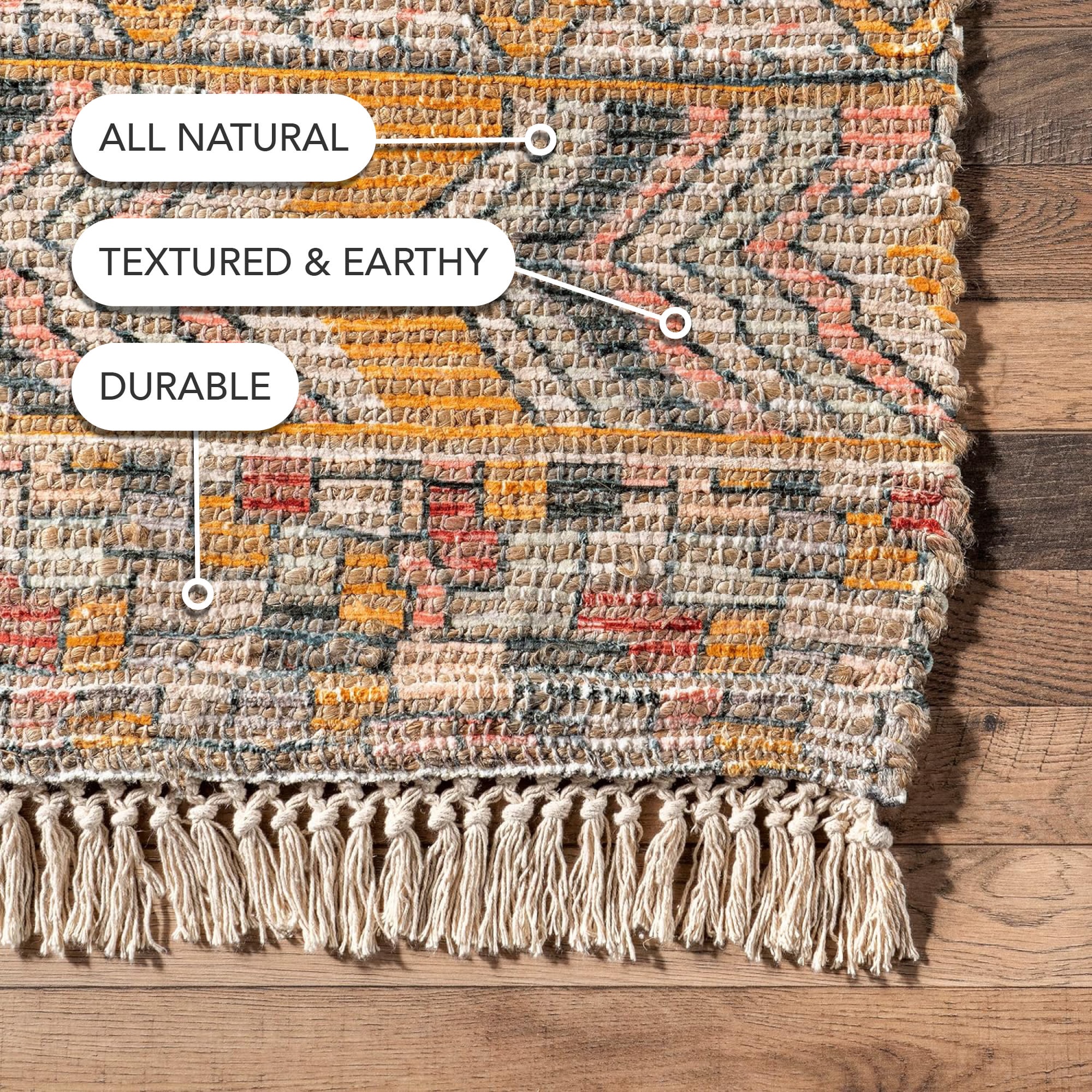 Southwestern Tasseled Red 8' x 10' Jute-Polyester Area Rug
