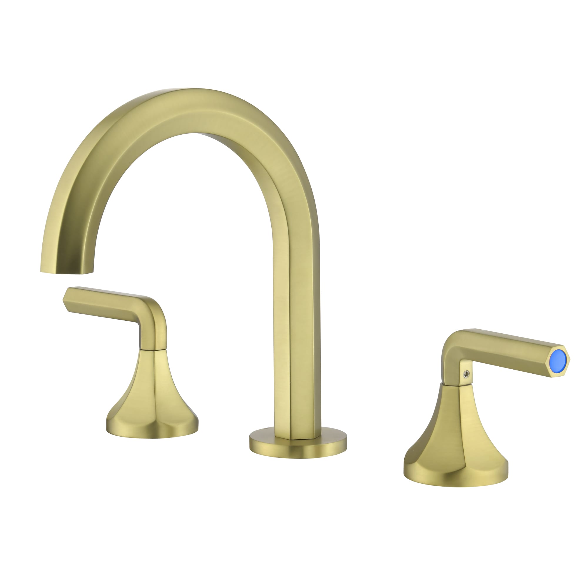 Mondawe MD1513BG Brushed Gold Widespread 2-handle Low-arc Commercial/Residential Handle Bathroom Sink Faucet