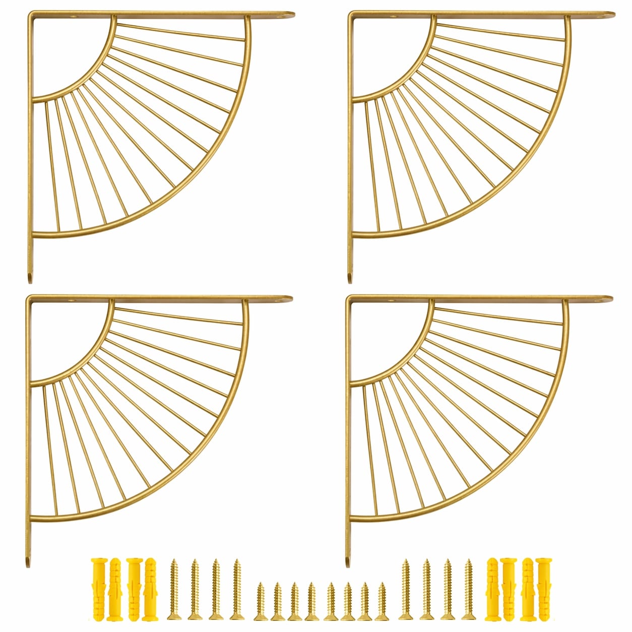 Aoibox  Decorative Triangle Wall Shelf Brackets in Gold Finish 7 8 in with Mounting Hardware for DIY Floating