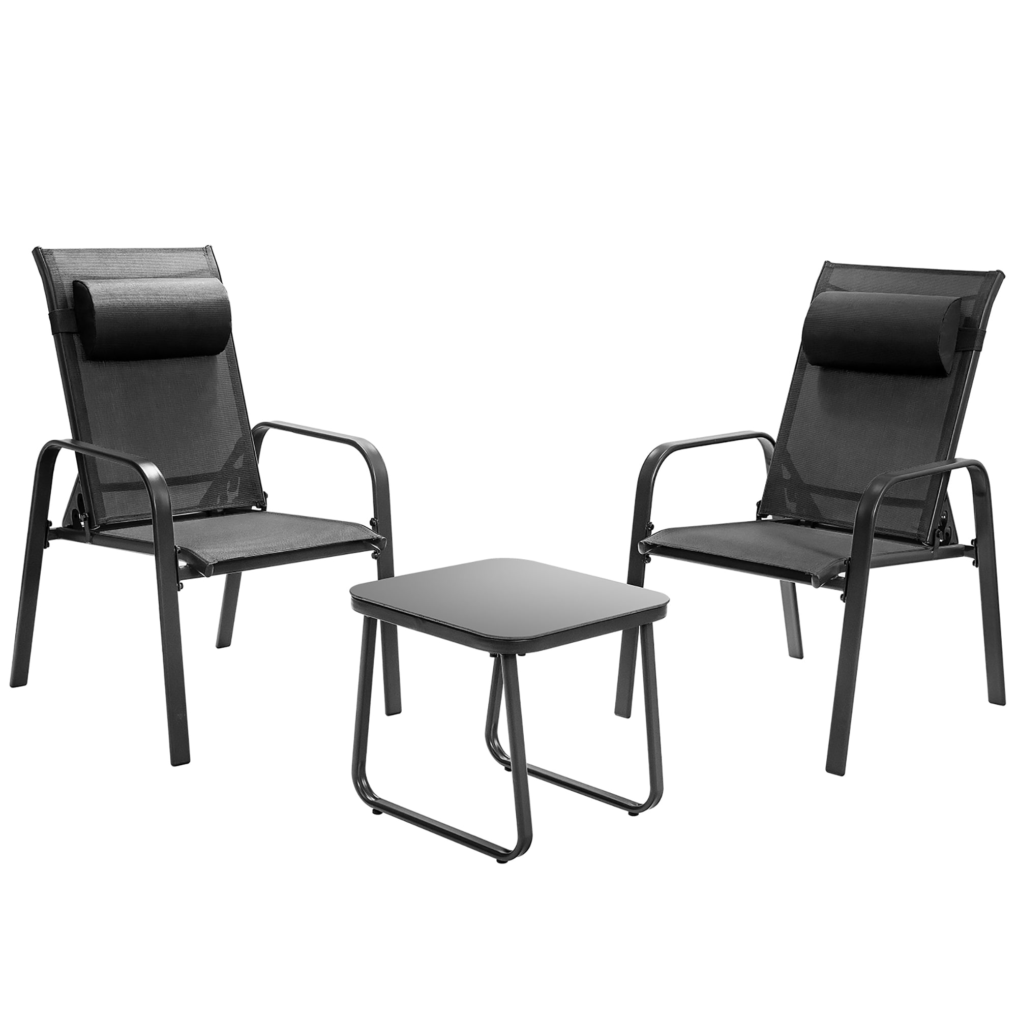 Costway NP10222BK 3 -Piece Patio Conversation Set with Black