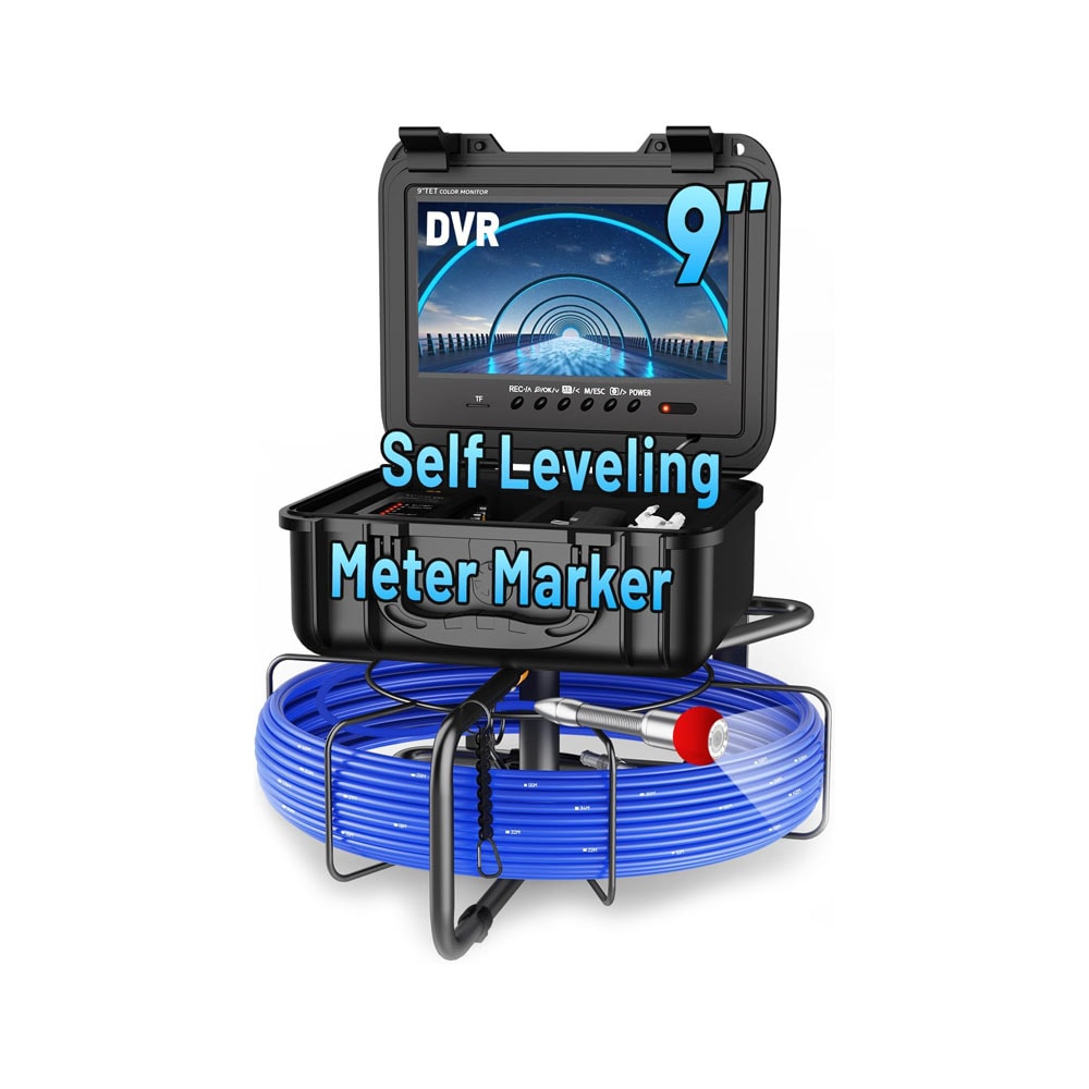 Anysun Self Leveling Sewer Camera 250ft with DVR Recorder and Meter Marker 9 Inch Monitor 12 Adjustable Lights Includes 32GB Card #AS-IIS1MP0079-K0