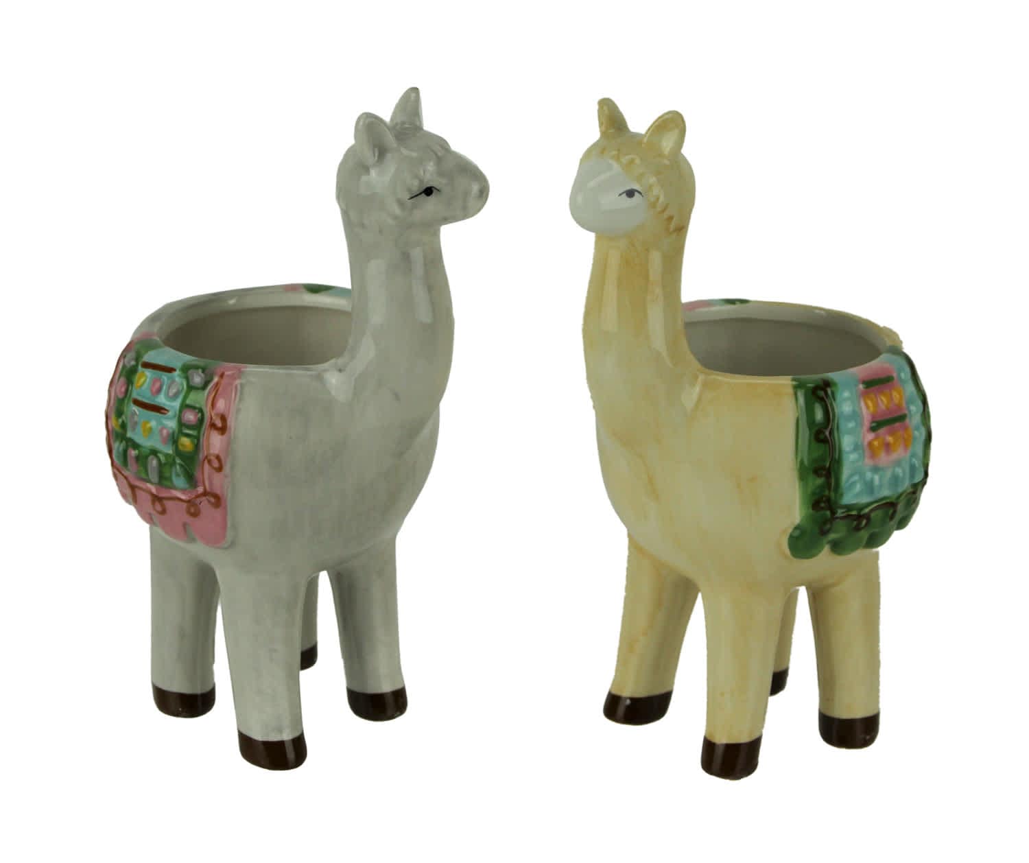 Transpac TP-A2639-SET Colorful Festive Llama Love Decorative Planters Set of 2 Small