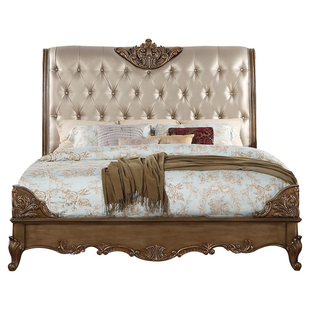 Acme Furniture Louis Philippe III Traditional Wood Sleigh King Bed in Cherry